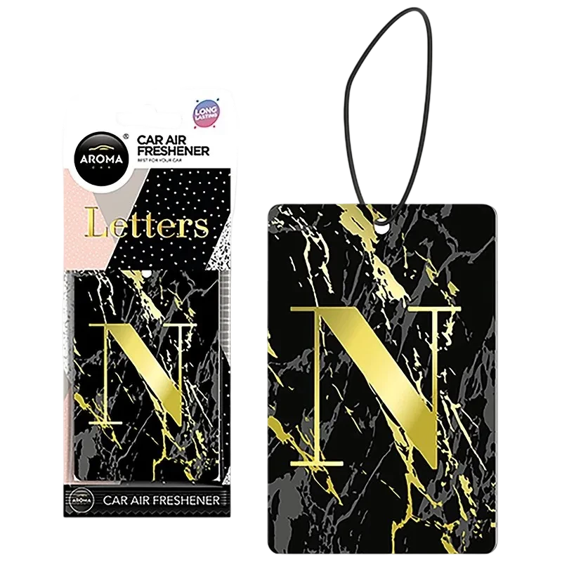 اروما معطر سيارة معلق بحرف N رخامي ذهبي