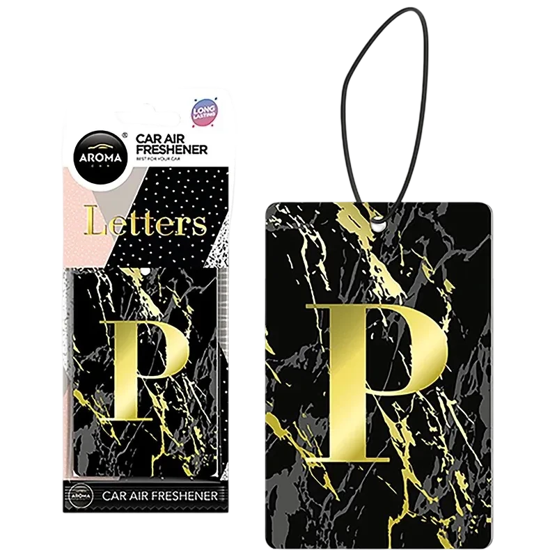 اروما معطر جو للسيارة بتصميم حرف P رخامي ذهبي