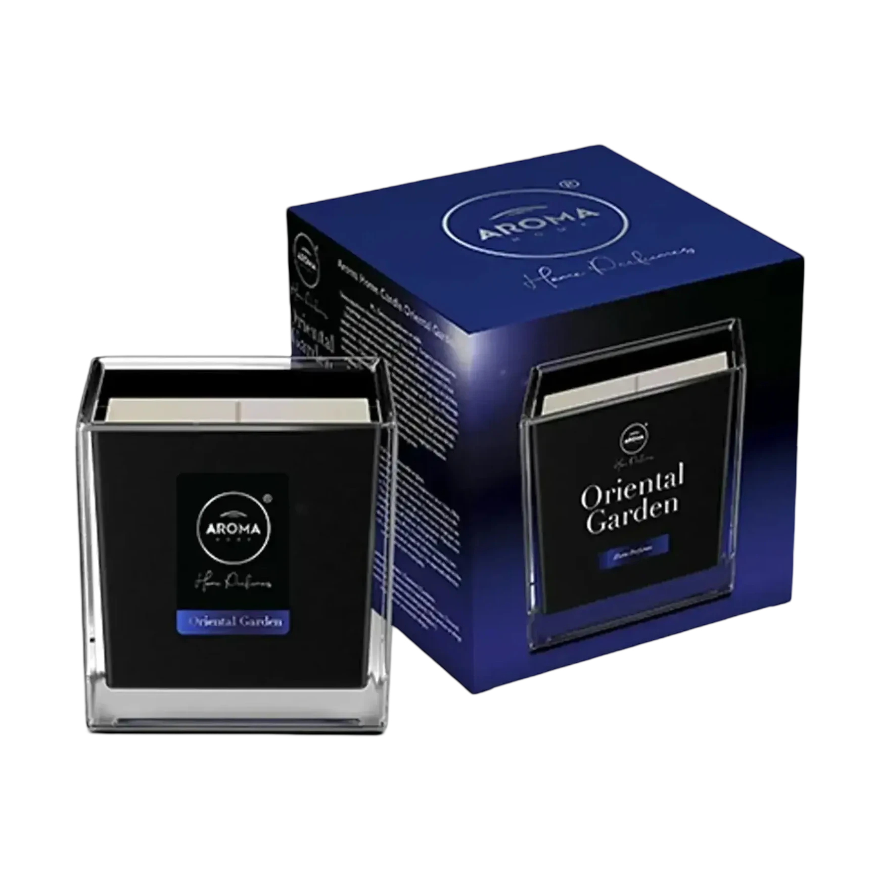 اروما شمعة أورينتال جاردن المعطرة بعلبة زجاجية سوداء أنيقة