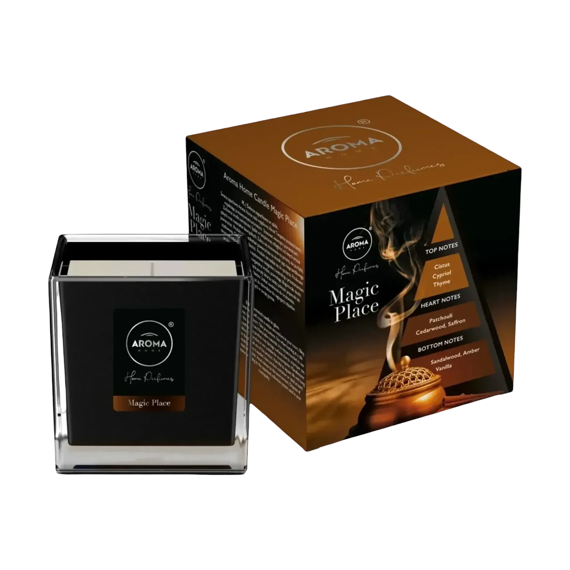 اروما هوم شمعة معطرة ماجيك بليس بعلبة تعرض النوتات العطرية