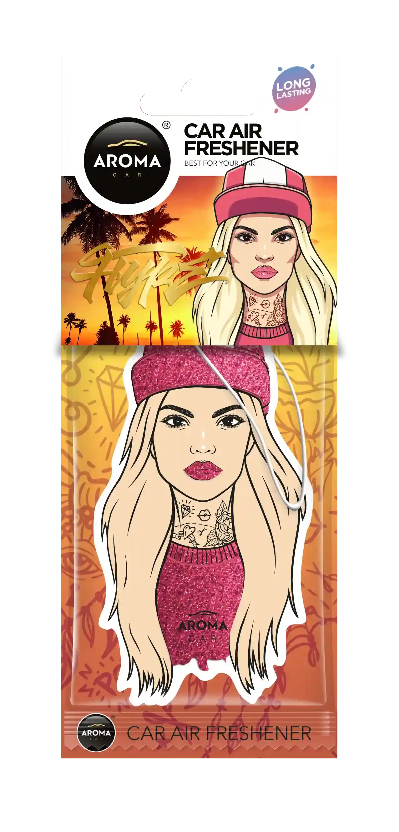 اروما هايب جيرل معطر سيارة سليلوز بتصميم بنت بقبعة
