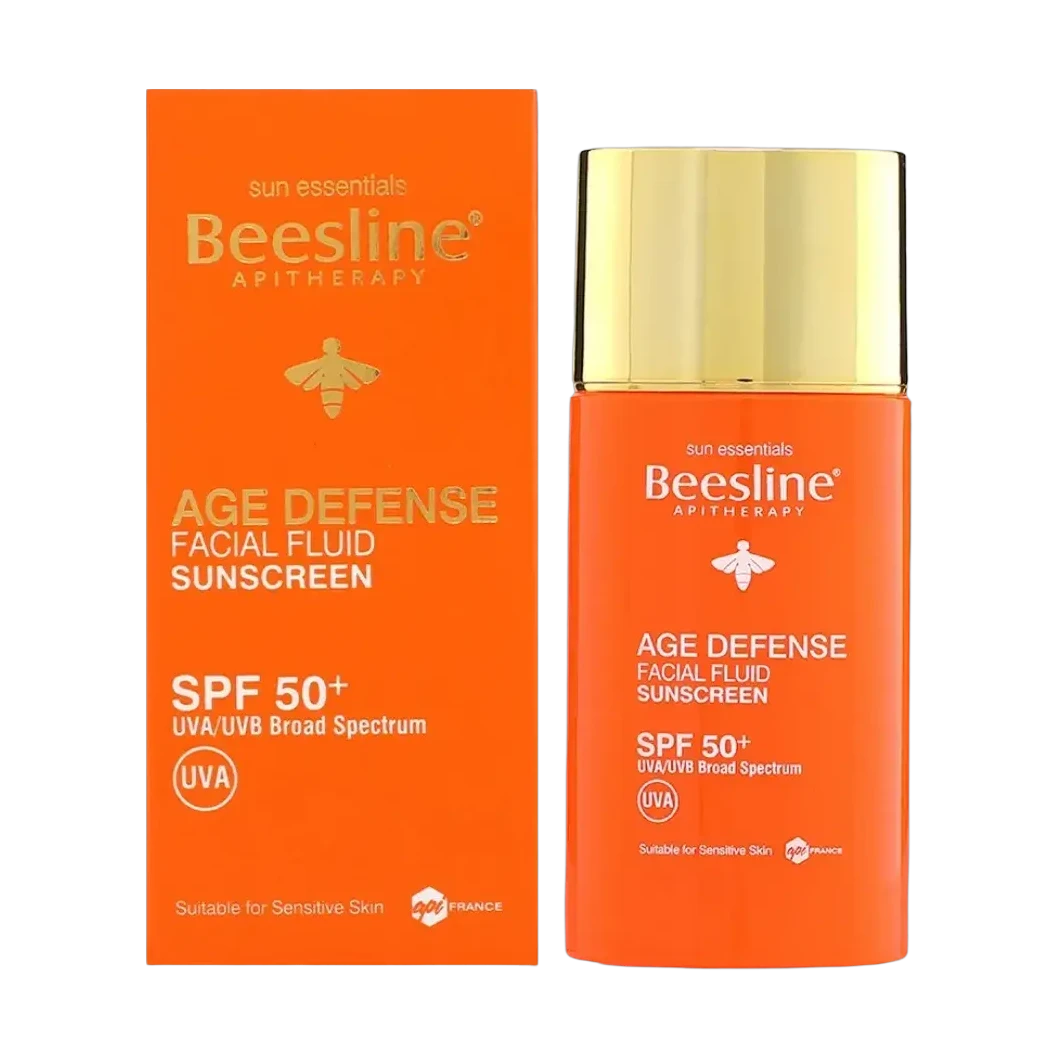 Beesline Age Defense Facial Fluid Sunscreen SPF50 protects sensitive skin daily 40ml