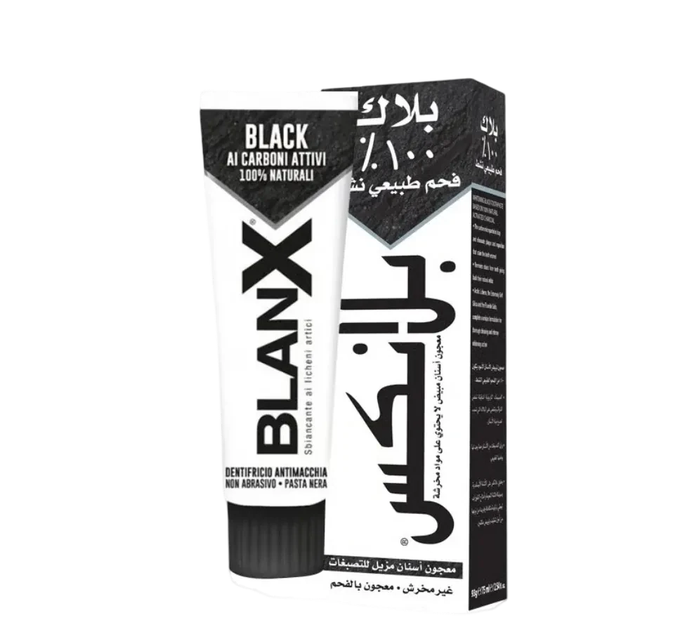 Blanx Black Anti-Stain Toothpaste with natural activated charcoal comes in a 75ml tube