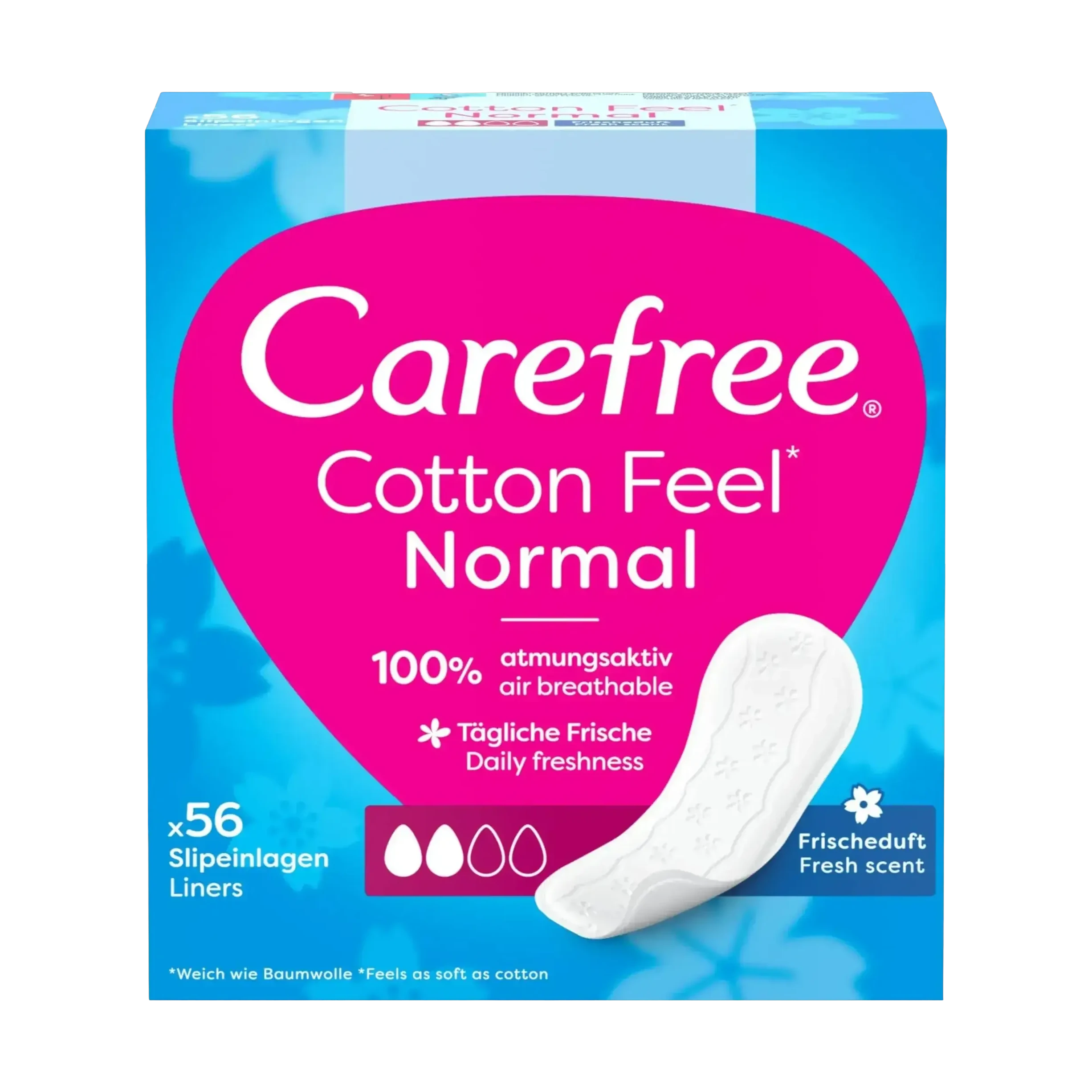 Carefree Cotton Fresh Pantyliners Blue 56 pcs