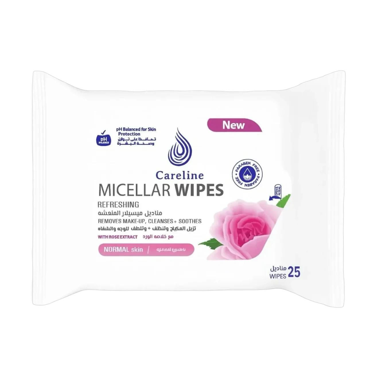 Careline Micellar Wipes for normal skin with rose extract 25 wipes