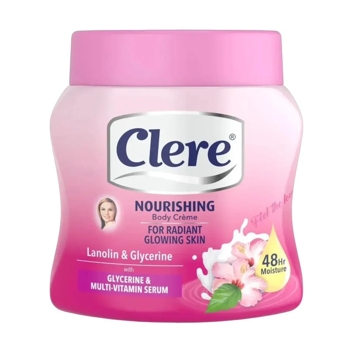 Clere Body Cream with Lanolin and Glycerine delivers 48 hour moisture for radiant skin 500ml