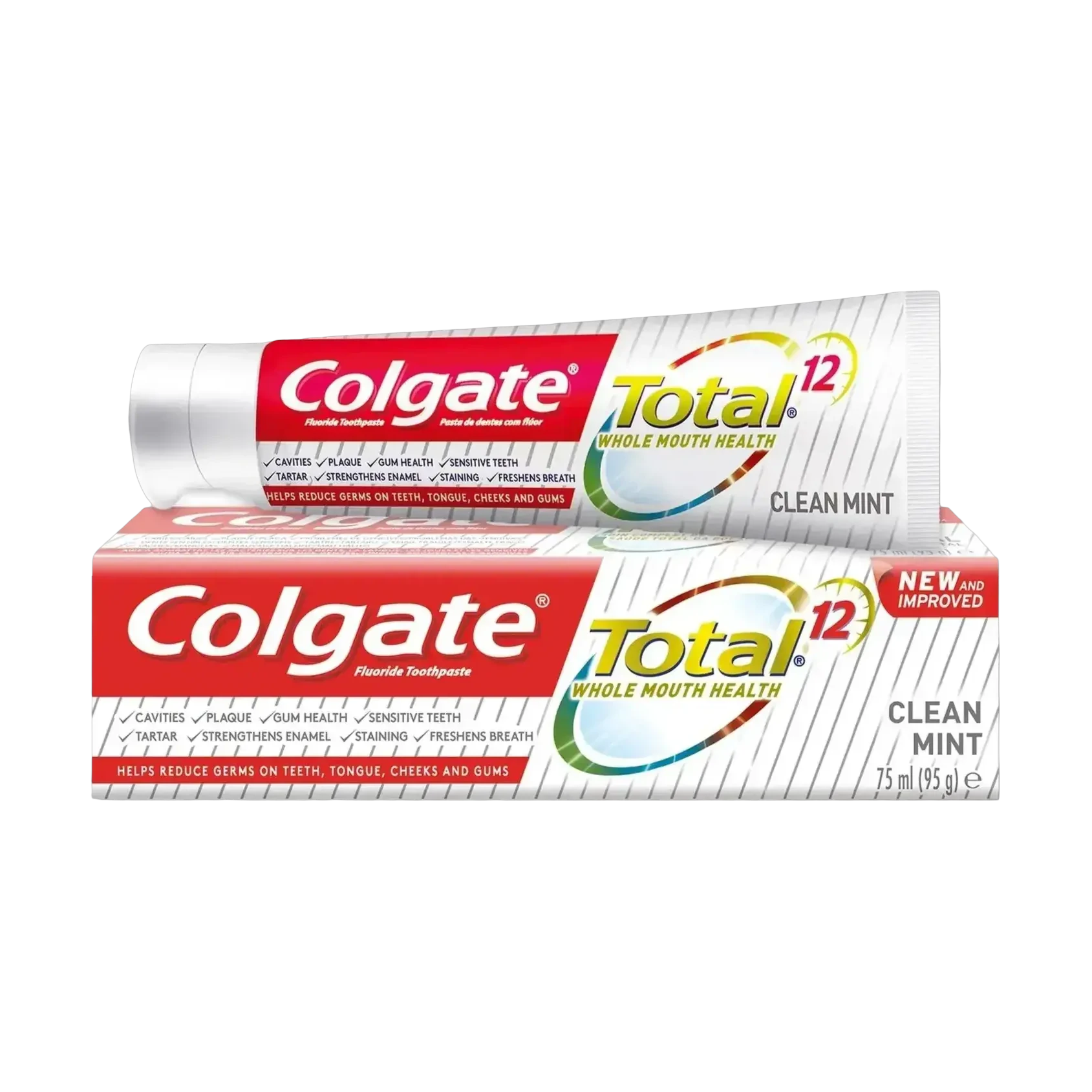 Colgate Total 12 Clean Mint toothpaste fights bacteria for all day whole mouth protection 75ml