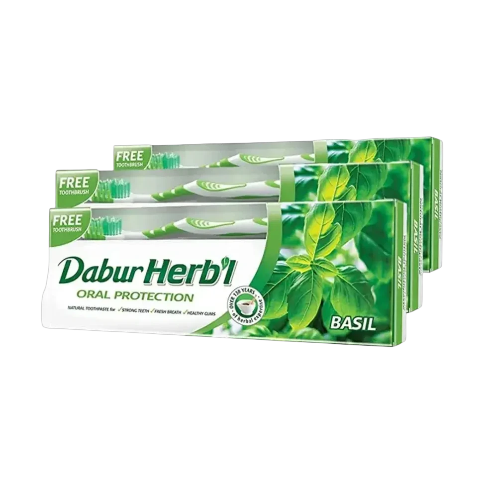 Dabur Herbal Oral Protection Basil Toothpaste offer pack of three 150ml tubes