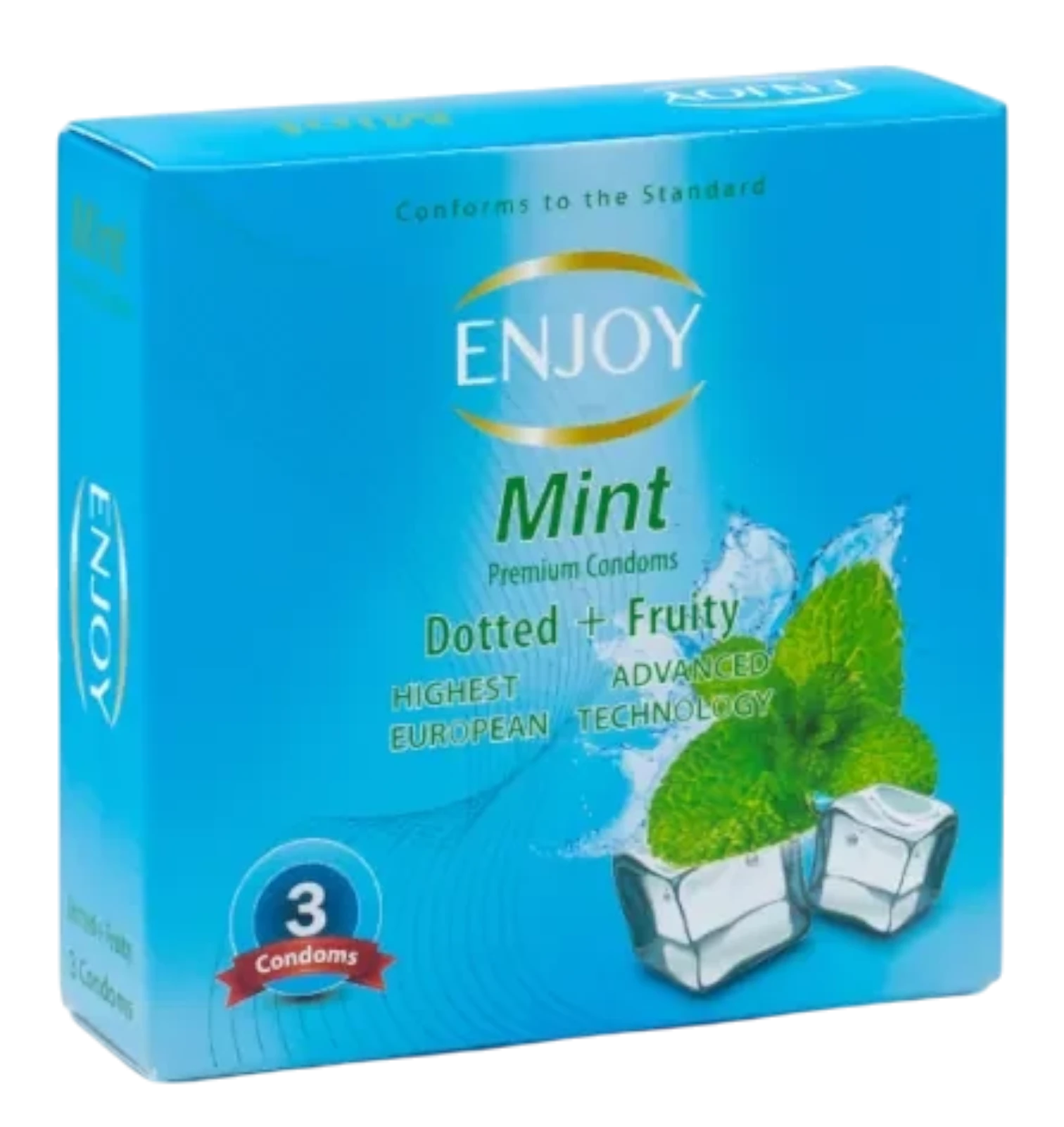 Enjoy mint-flavored condoms with a dotted texture and lubrication 3 pieces per box