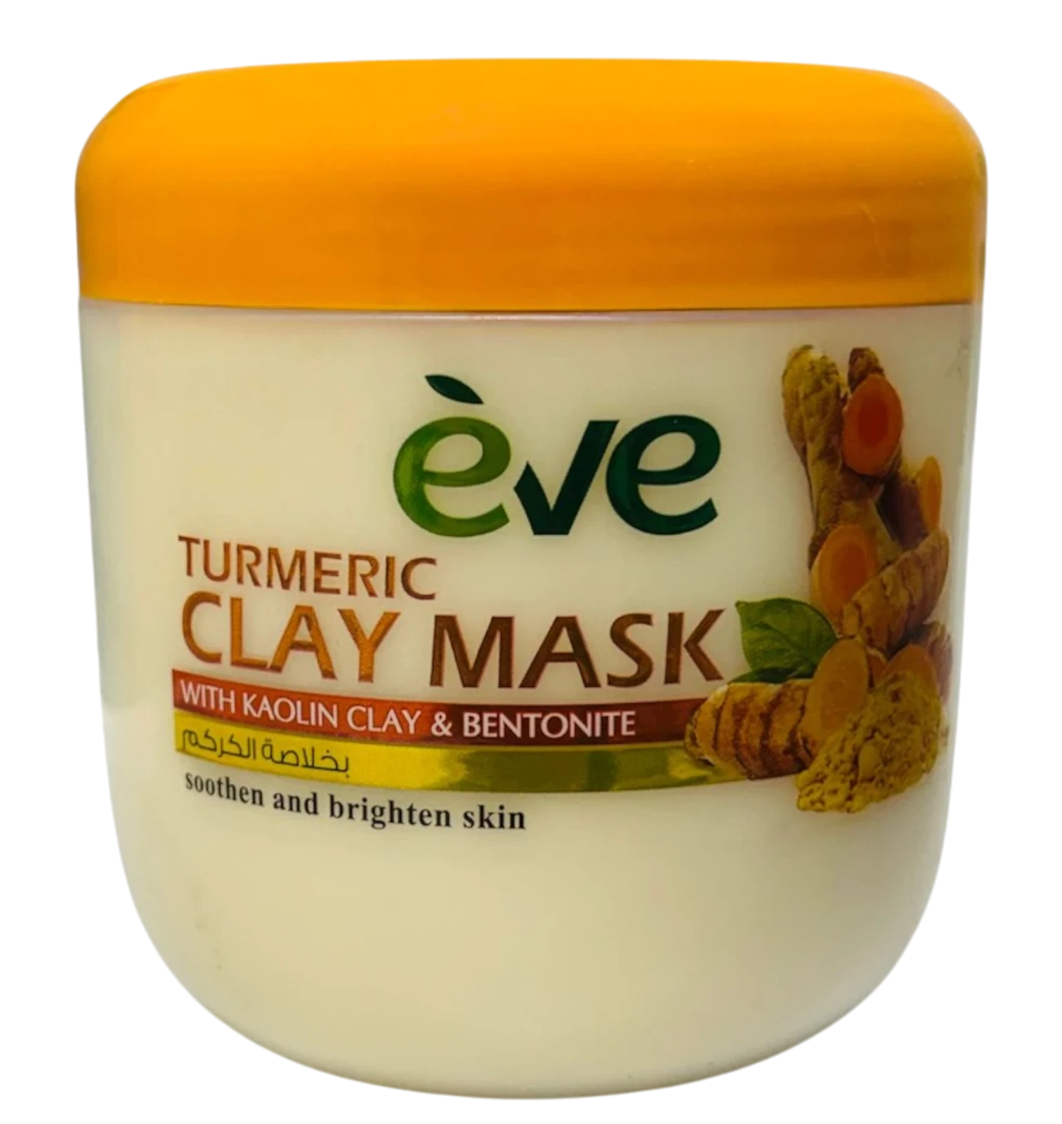 Eve Turmeric Face and Body Mask smooths skin and evens tone in a 500ml jar