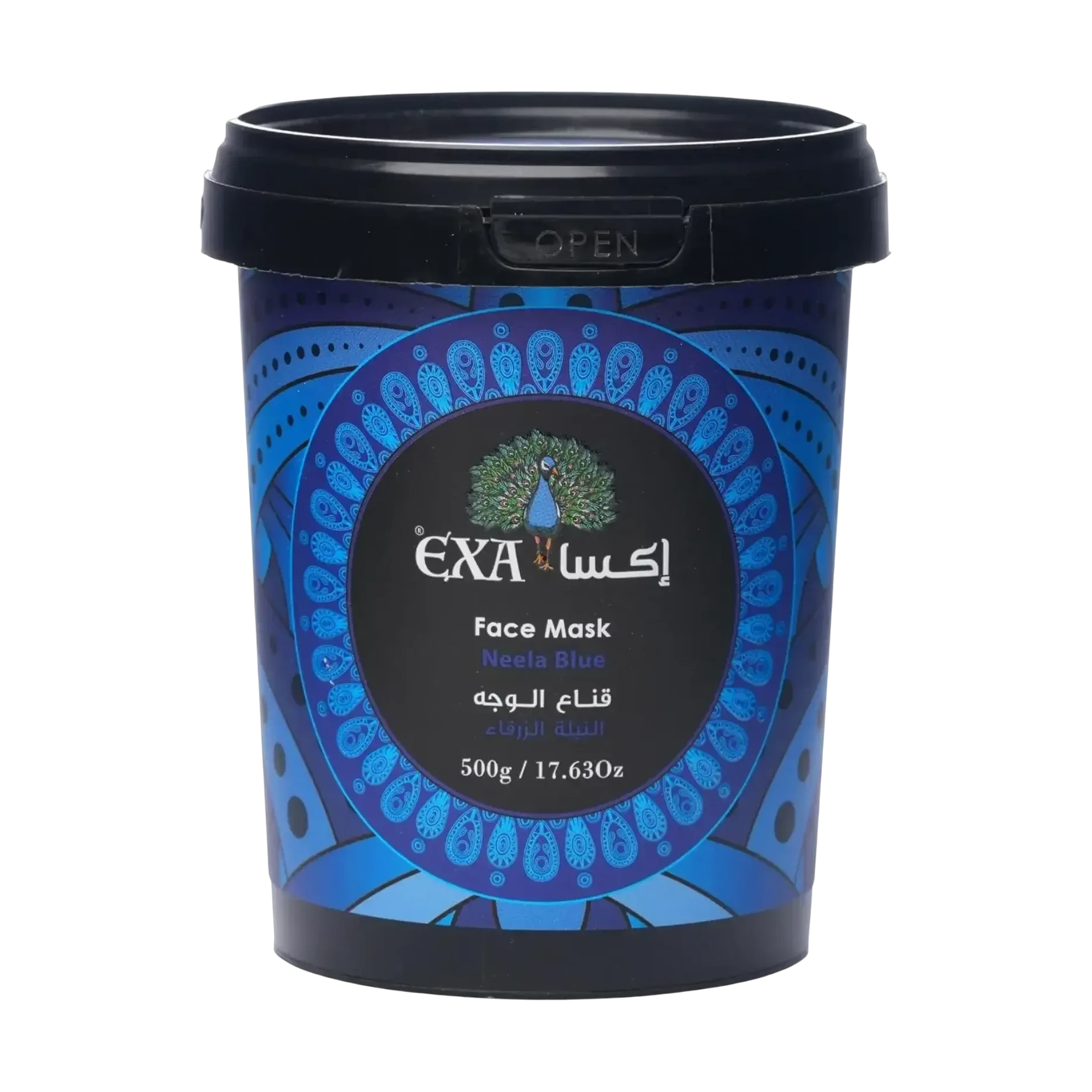 Exa Neela Blue Face Mask purifies pores in a 500 gram jar
