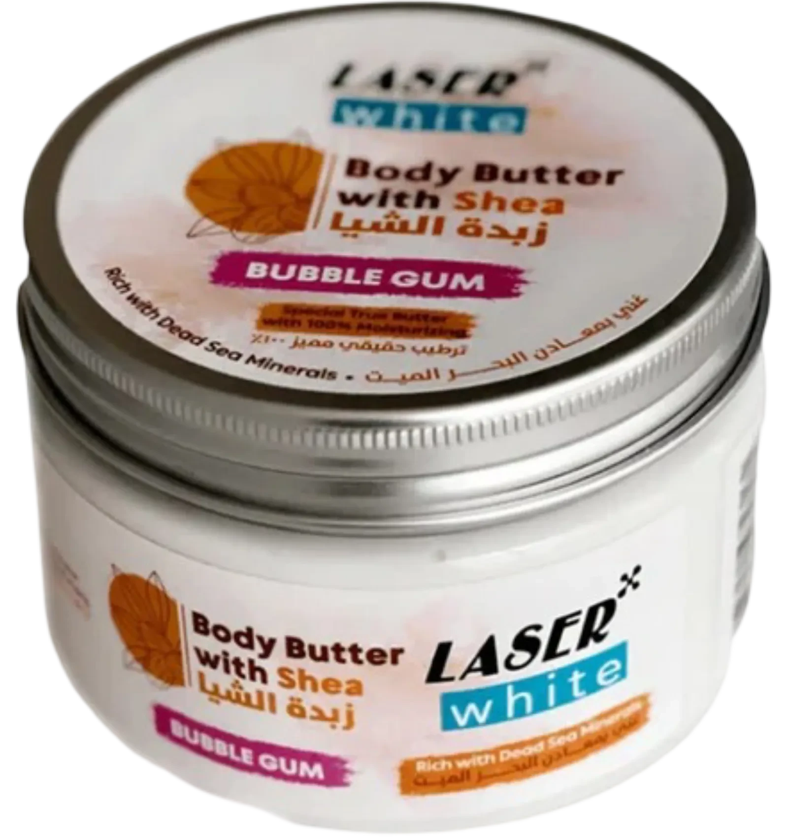 Laser White Shea Butter Body Cream with Bubble Gum Scent 250ml