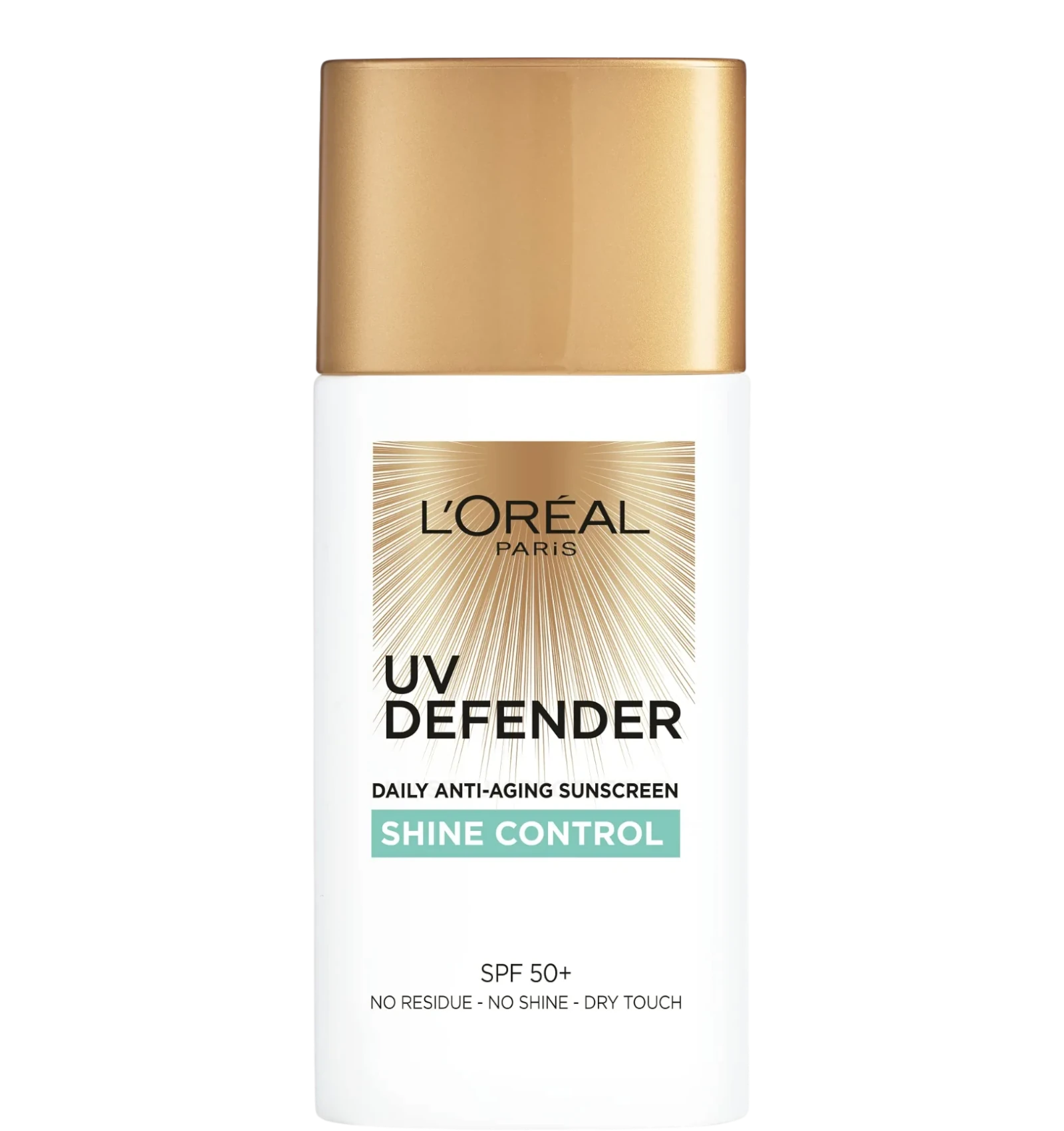 L'Oréal UV Defender Daily Anti-Aging Sunscreen controls shine with SPF 50+ in this 50ml fluid