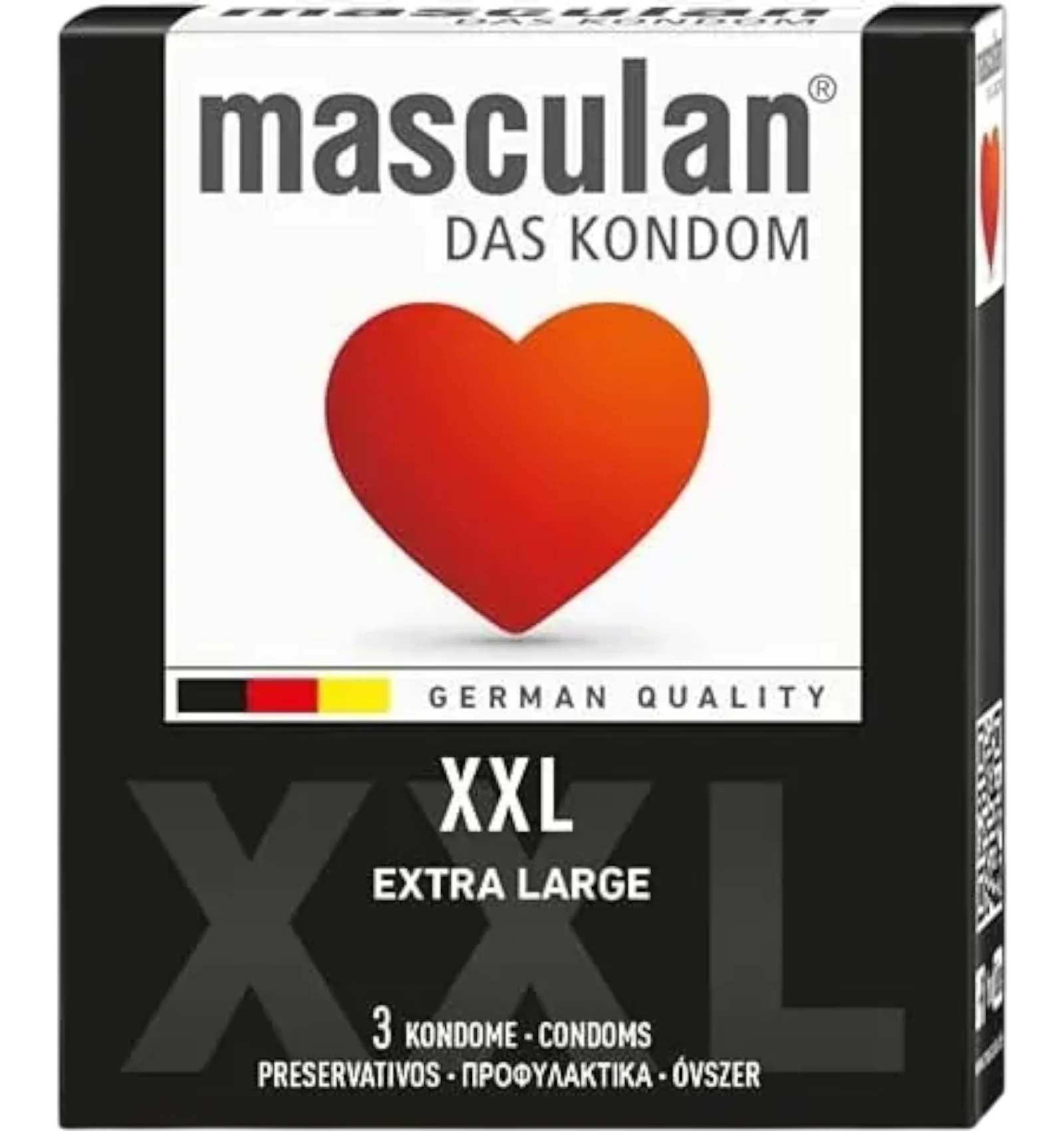 واقي ذكري ماسكولان مقاس XXL بحجم أكبر لراحة إضافية 3 قطع