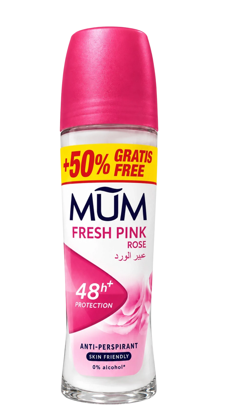 Mum Roll-On Deodorant Fresh Pink Rose 75ml with a soft floral scent