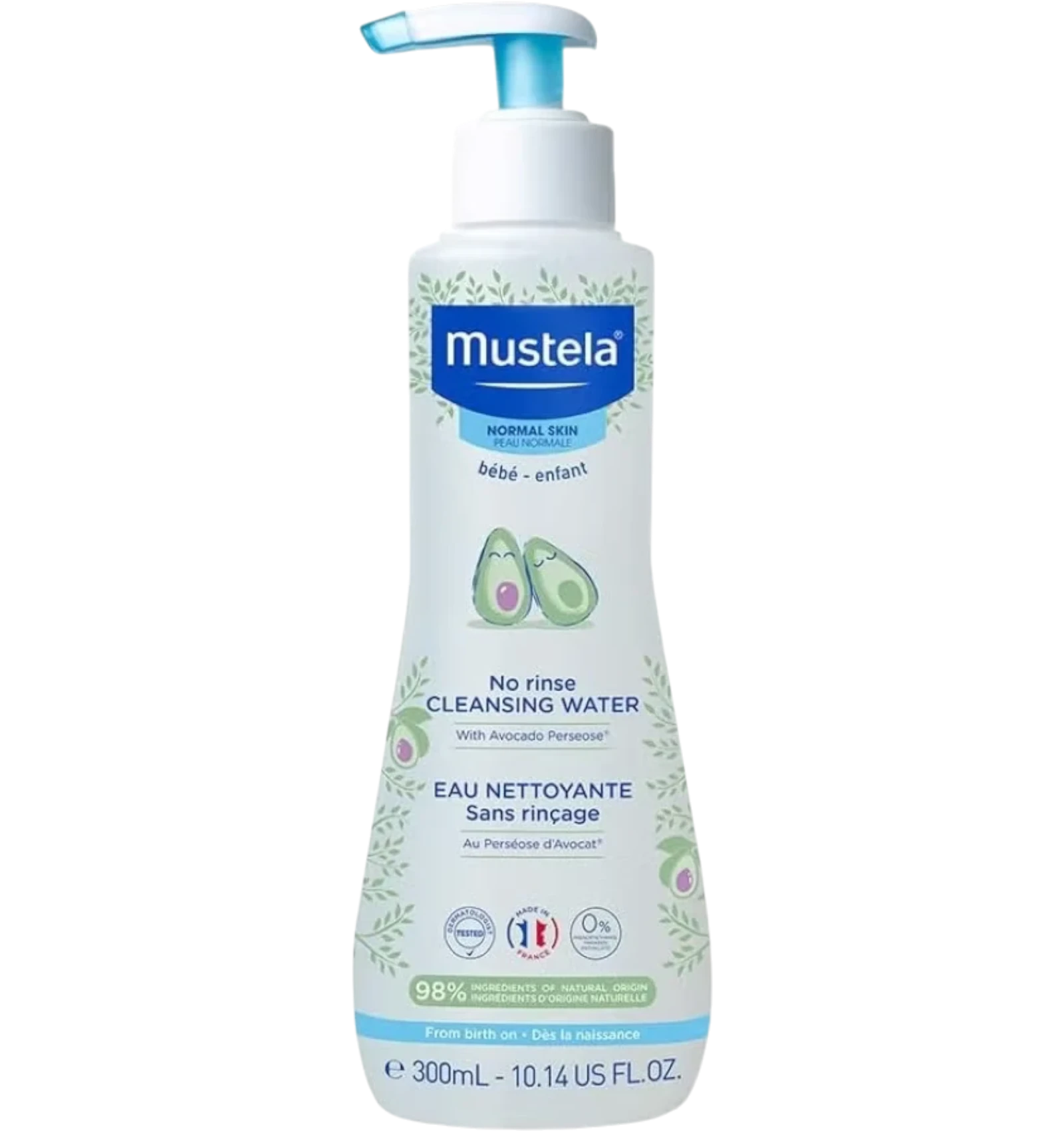 Mustela No-Rinse Cleansing Water for baby face and diaper area 300 ml