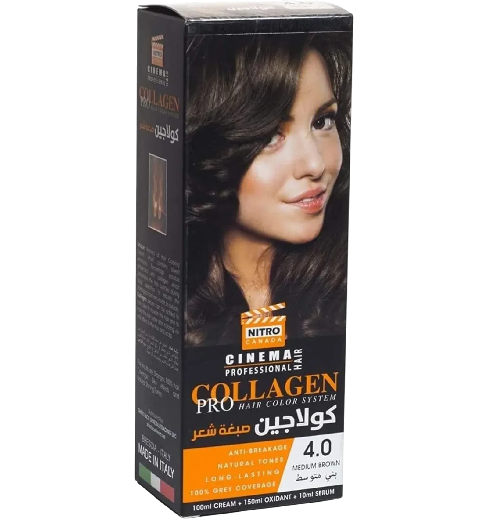 Nitro Canada Cinema Collagen Hair Color Medium Brown 4.0 with full gray coverage
