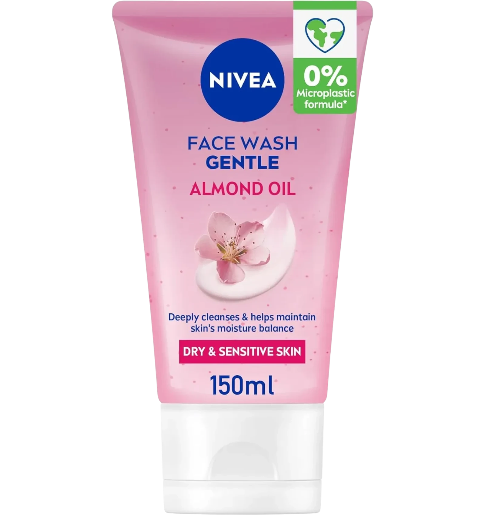 Nivea Gentle Almond Oil Face Wash 150g formulated for dry and sensitive skin