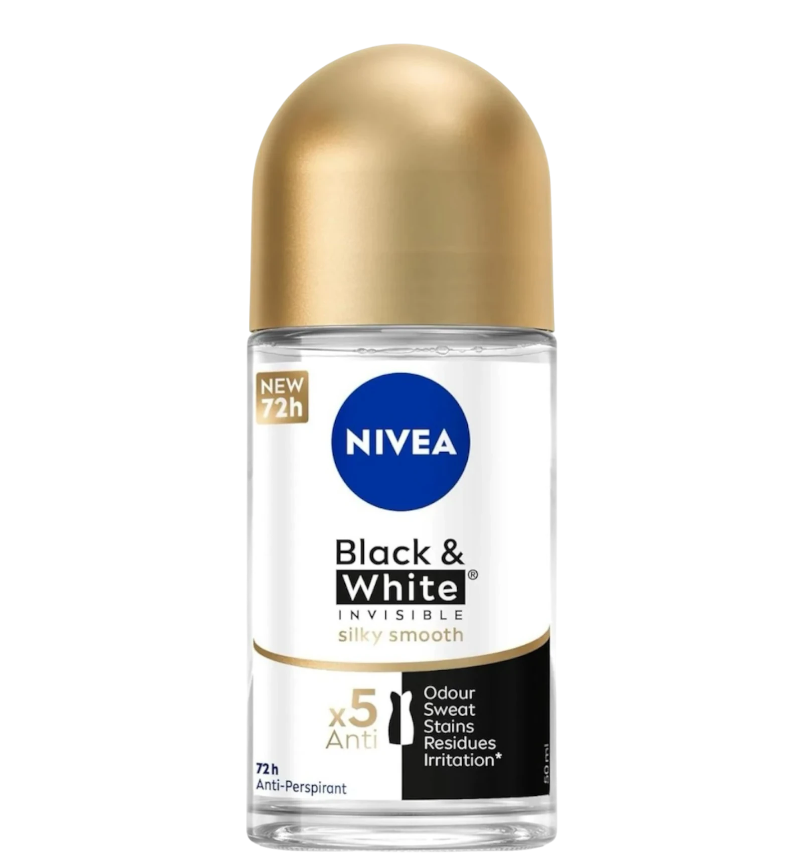Nivea Black and White Roll-On Deodorant for Women with 72h Protection 50ml