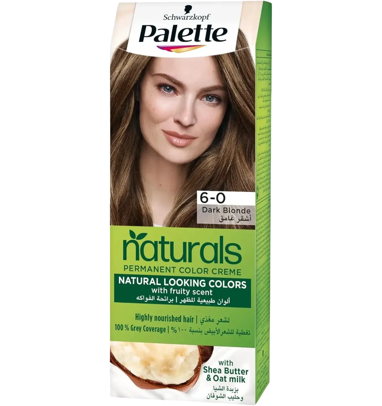 Palette Naturals permanent hair dye in dark blonde 6/0 enriched with shea butter