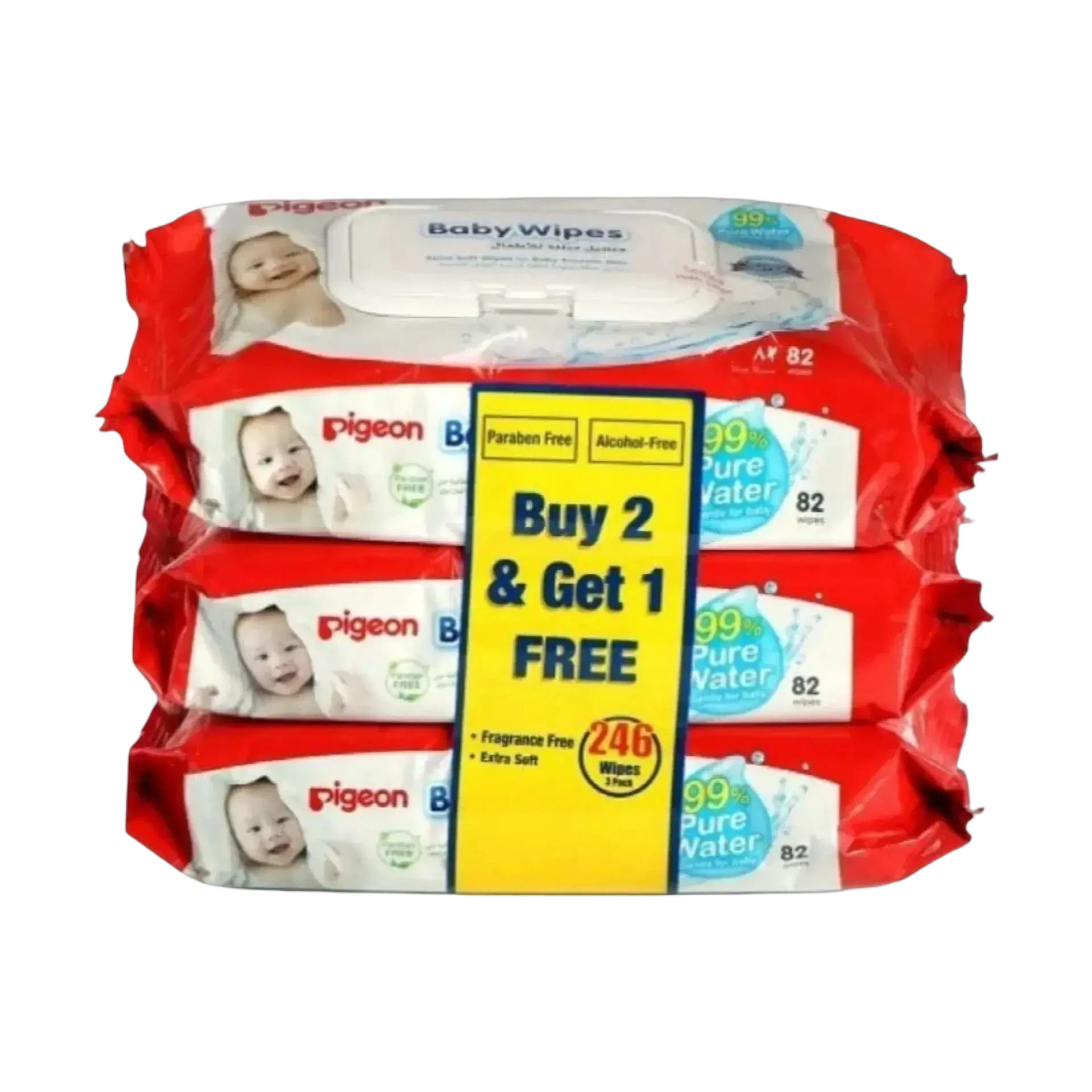 Pigeon Baby Wipes pack of 246 free from alcohol and added fragrance