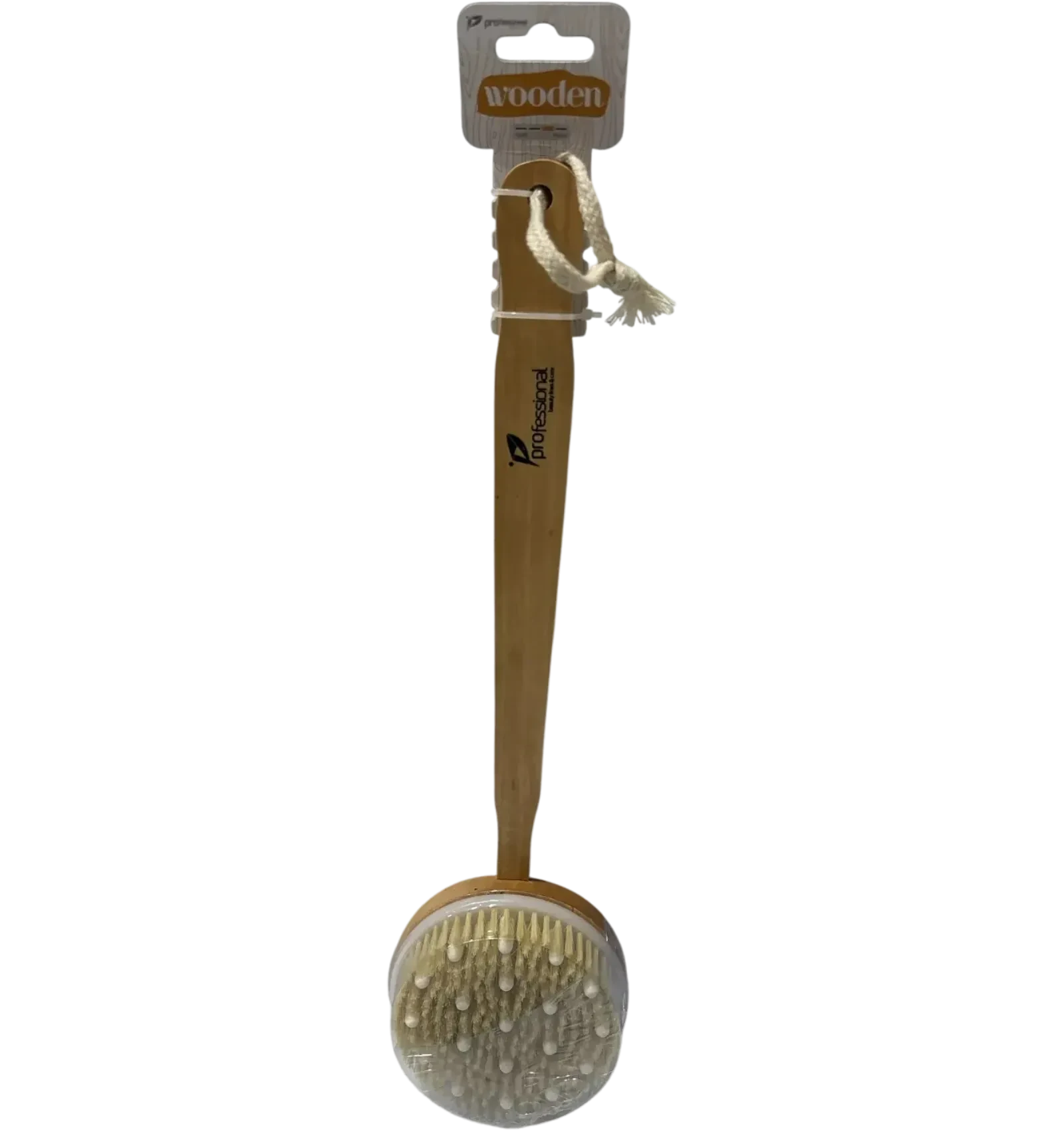 Professional Massage Loofah with a long wooden handle for body cleansing