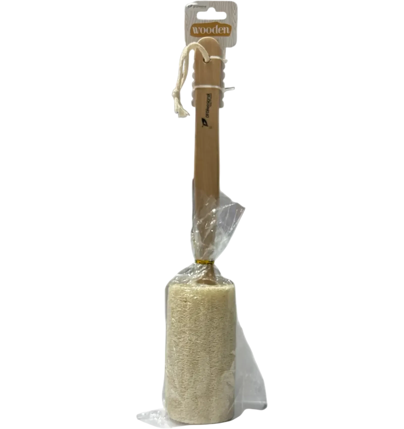 Professional Natura massage loofah with a long wooden handle for gentle cleansing