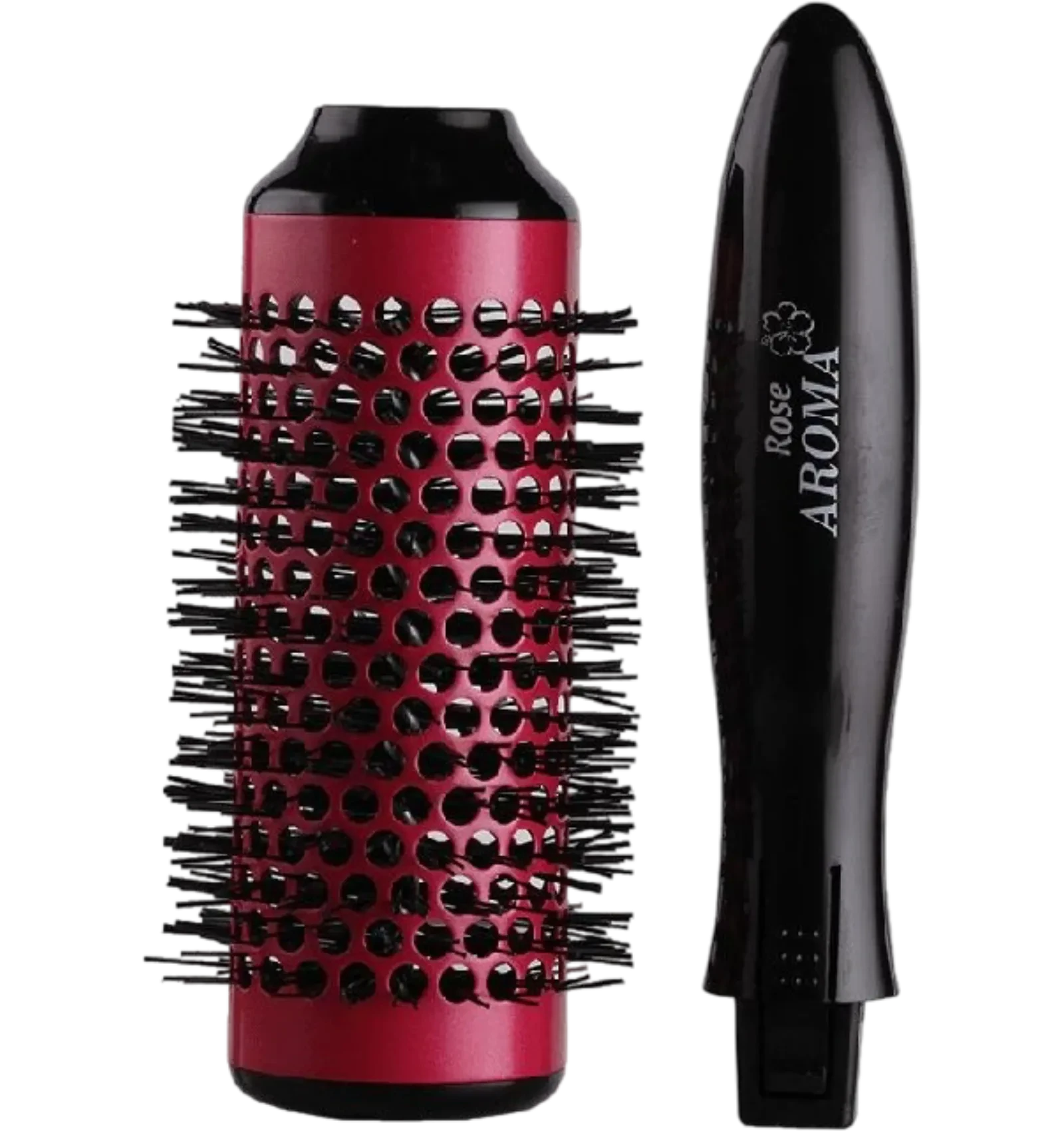Rose Aroma styling brush set with six medium rollers
