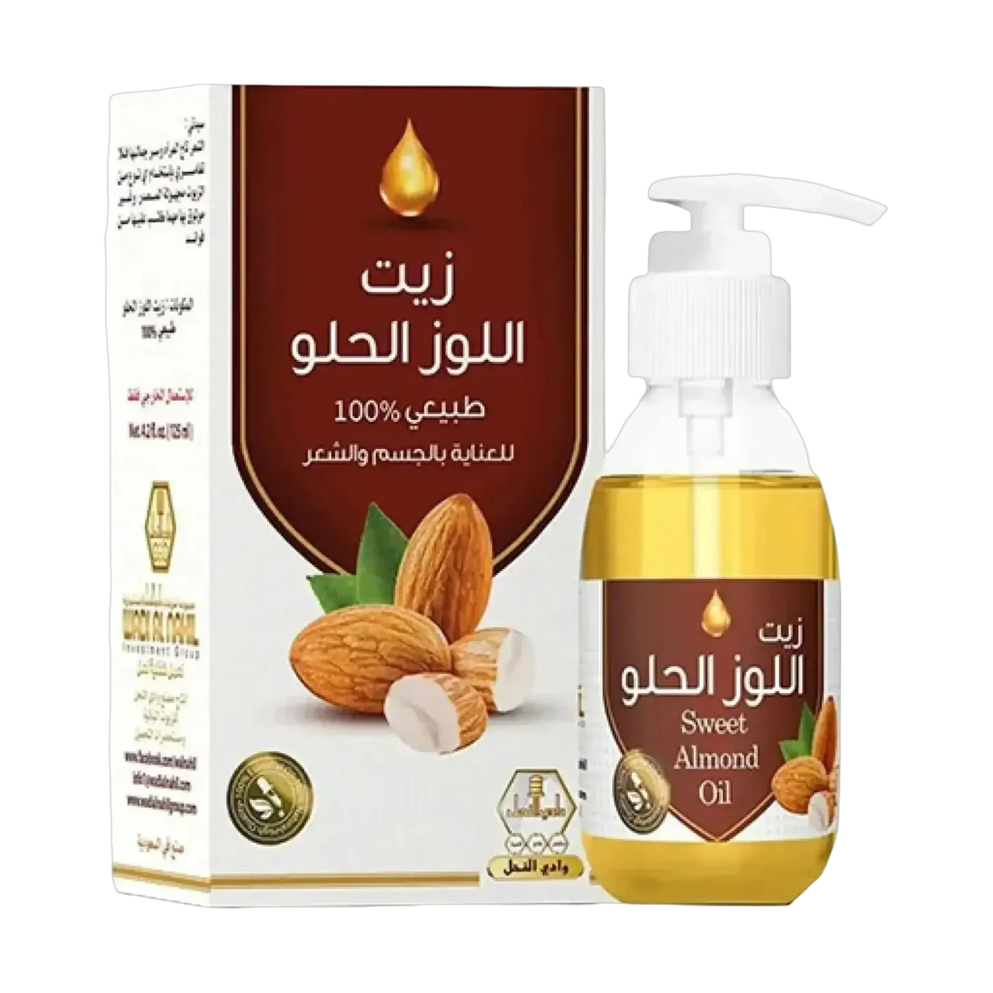 زيت اللوز الحلو الطبيعي من وادي النحل يغذي البشرة والشعر معا 125 مل