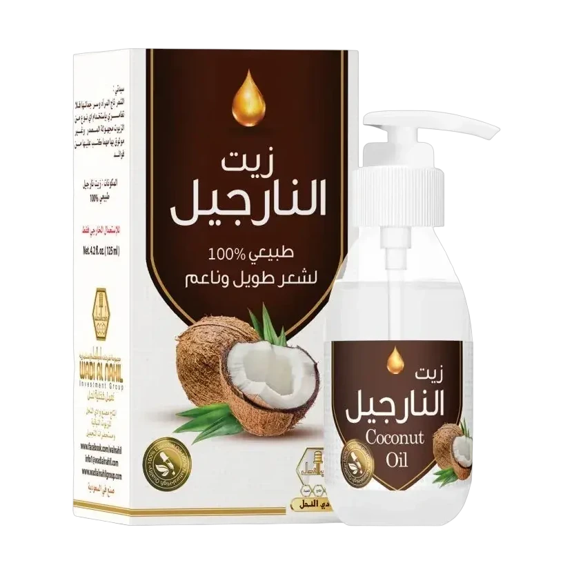 زيت جوز الهند من وادي النحل يغذي الشعر الطويل والبشرة الجافة بوزن 125 جم