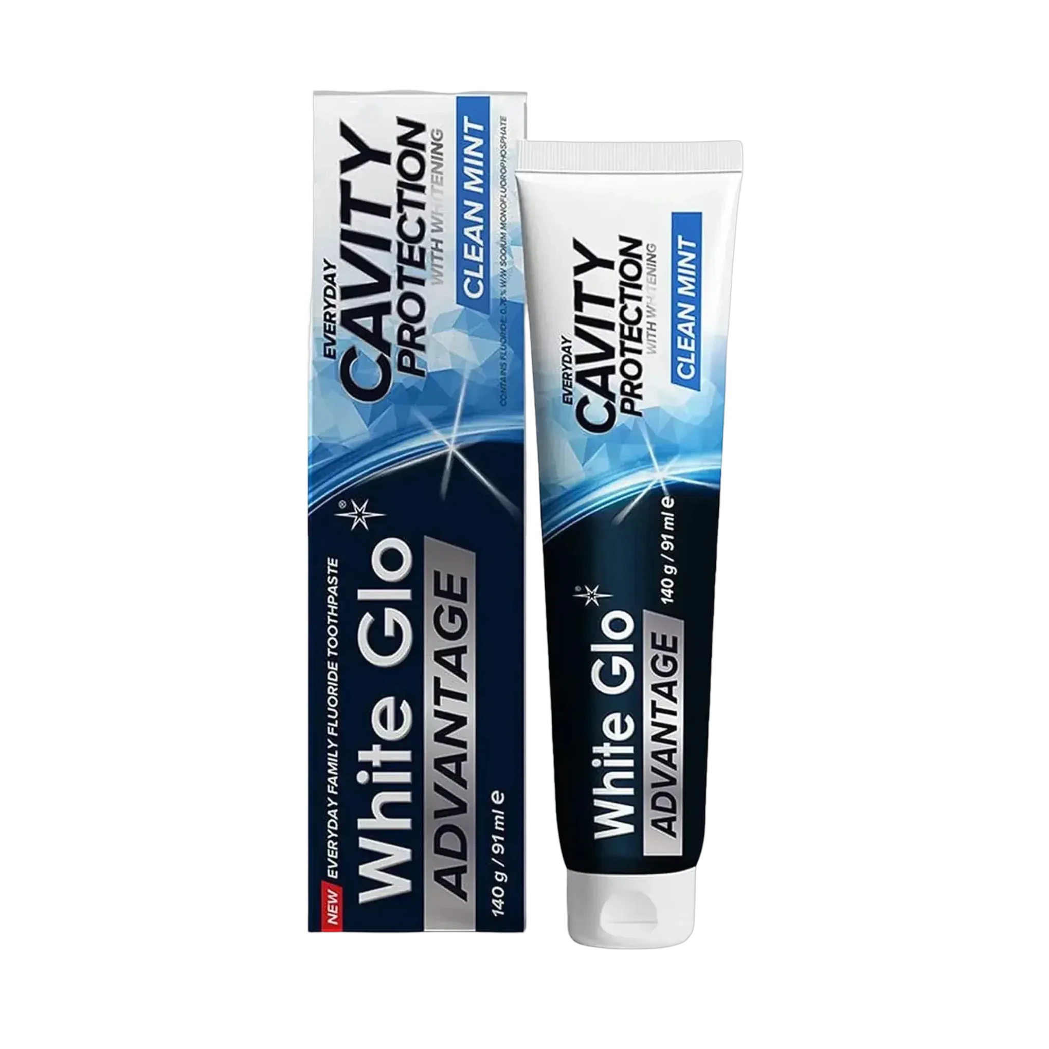 White Glo Advantage Clean Mint Toothpaste fights cavities and brightens your smile 91ml