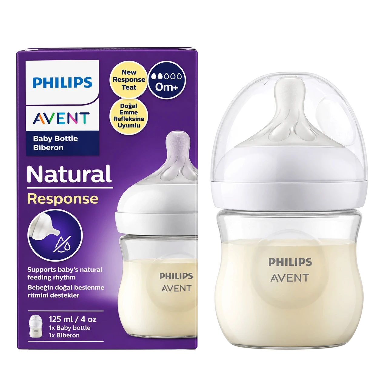 Avent Natural Feeding Bottle with a soft breast-shaped nipple 125ml