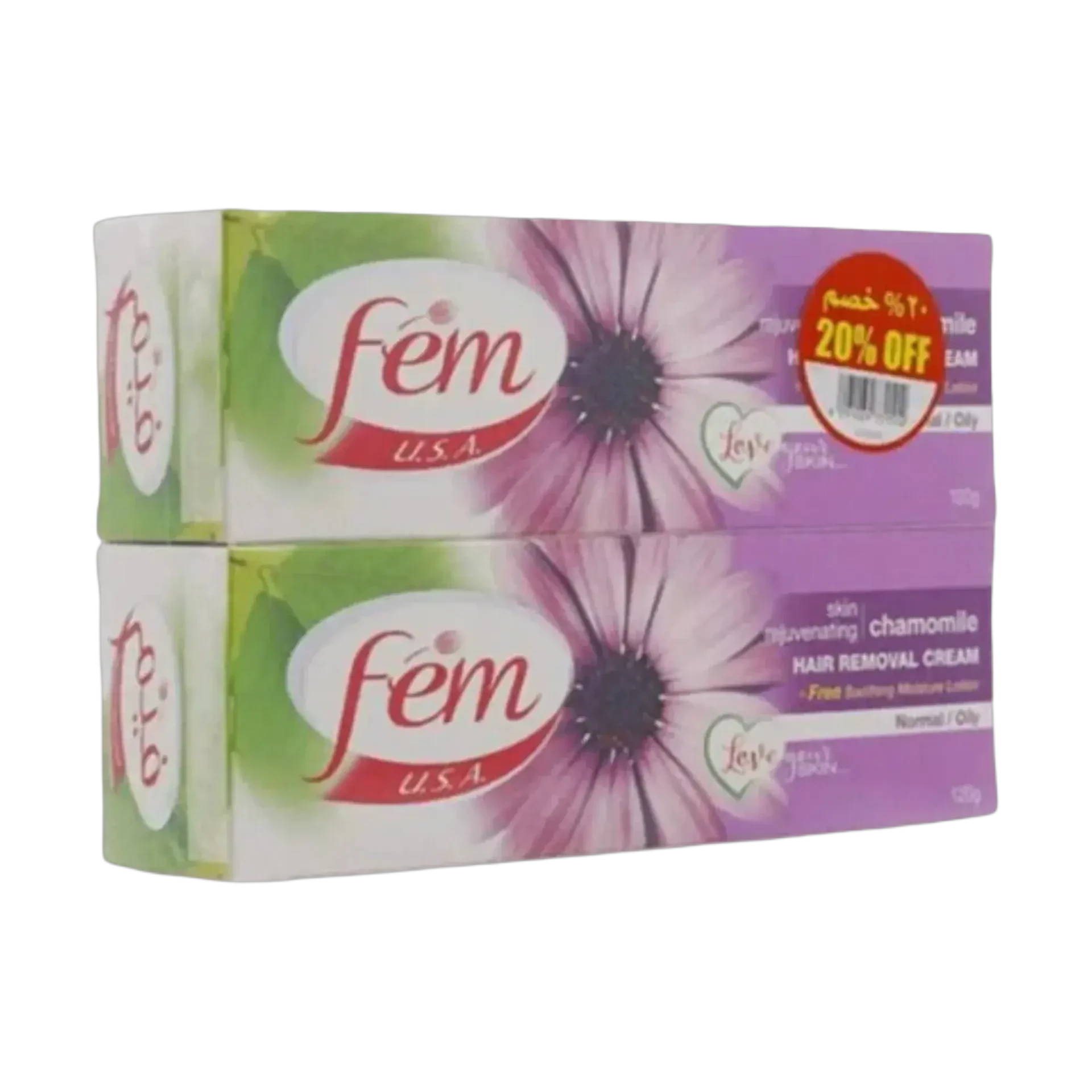Fem Chamomile Hair Removal Cream leaves skin smooth twin pack 120g