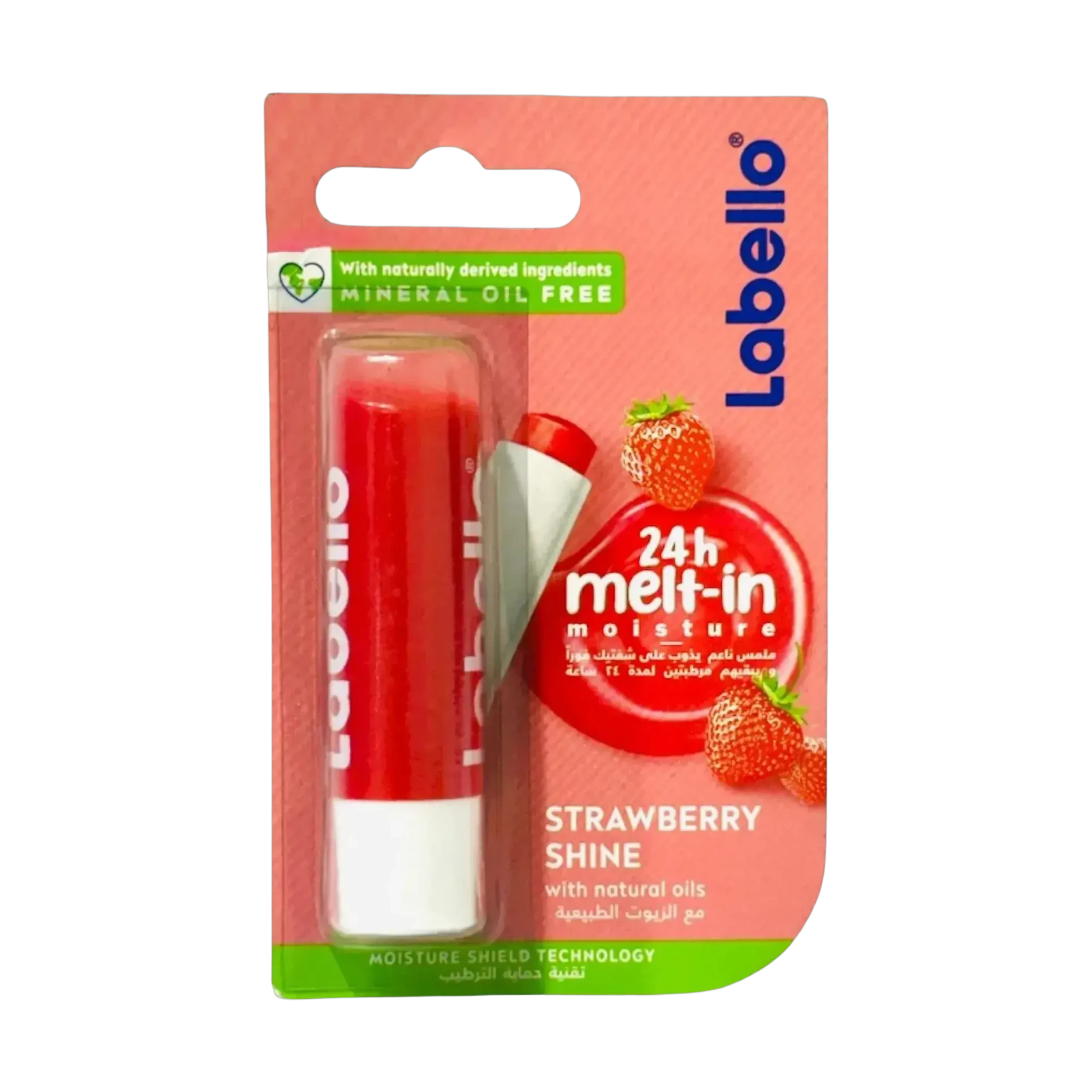 Labello Strawberry lip balm delivers 24 hour melt-in moisture with a fruity scent