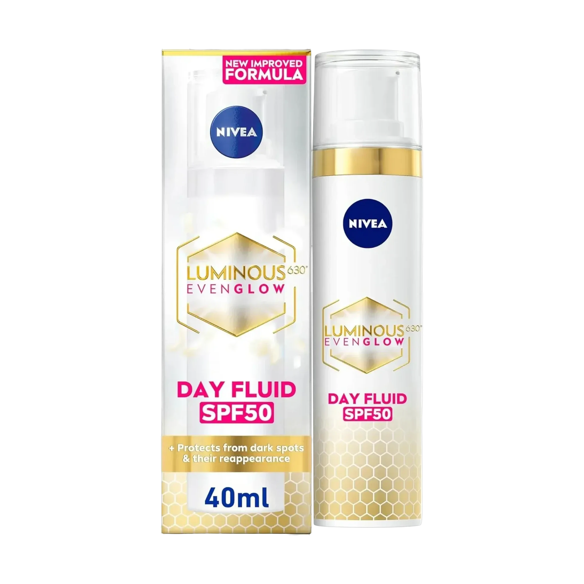 Nivea Luminous Even Glow Day Fluid SPF50 protects skin from sun damage 40ml