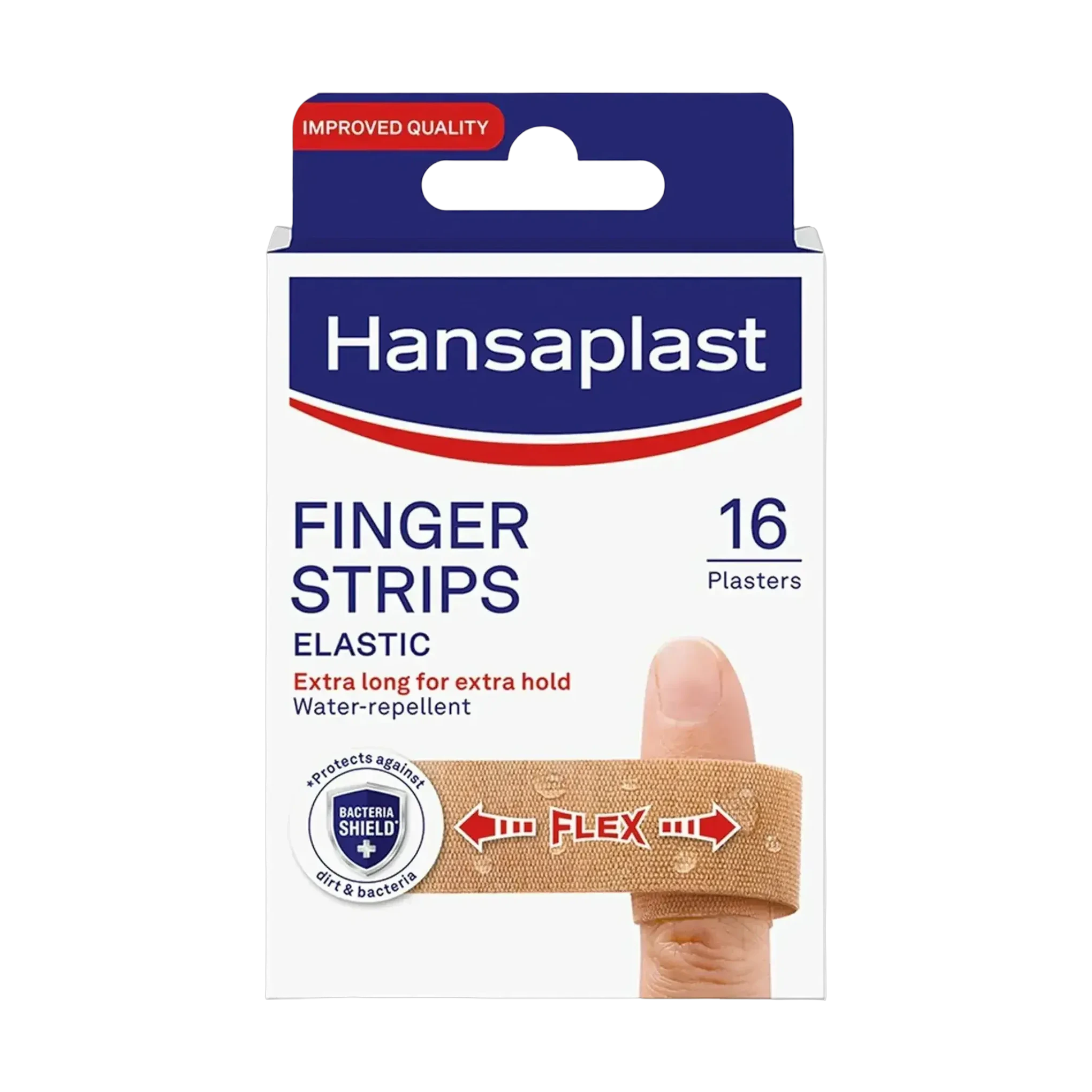 Hansaplast Finger Strips Elastic 16 plasters with bacteria shield protection
