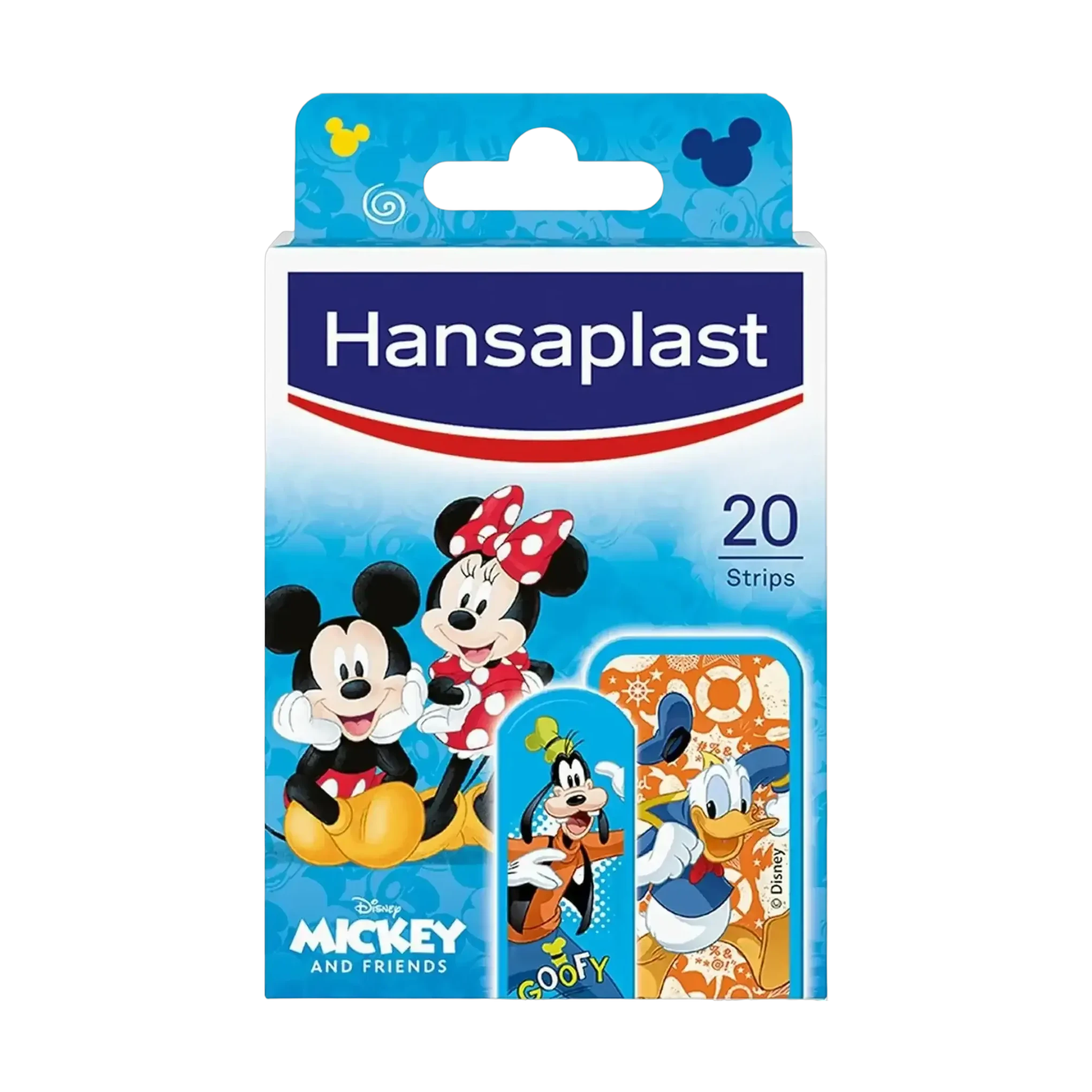 Hansaplast Mickey and Friends plasters for kids come in 20 strips