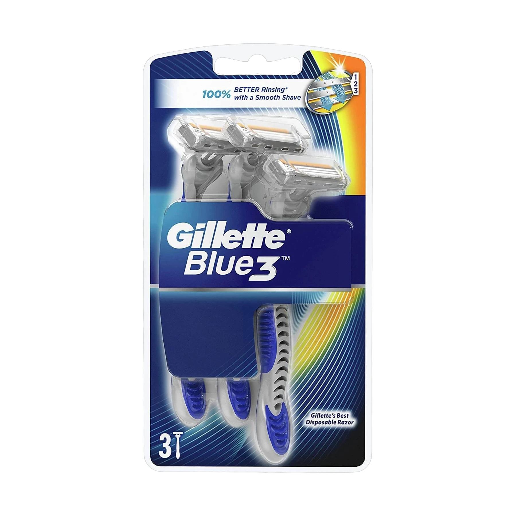 Gillette Blue3 disposable razors give men a precise triple blade shave 3 pieces