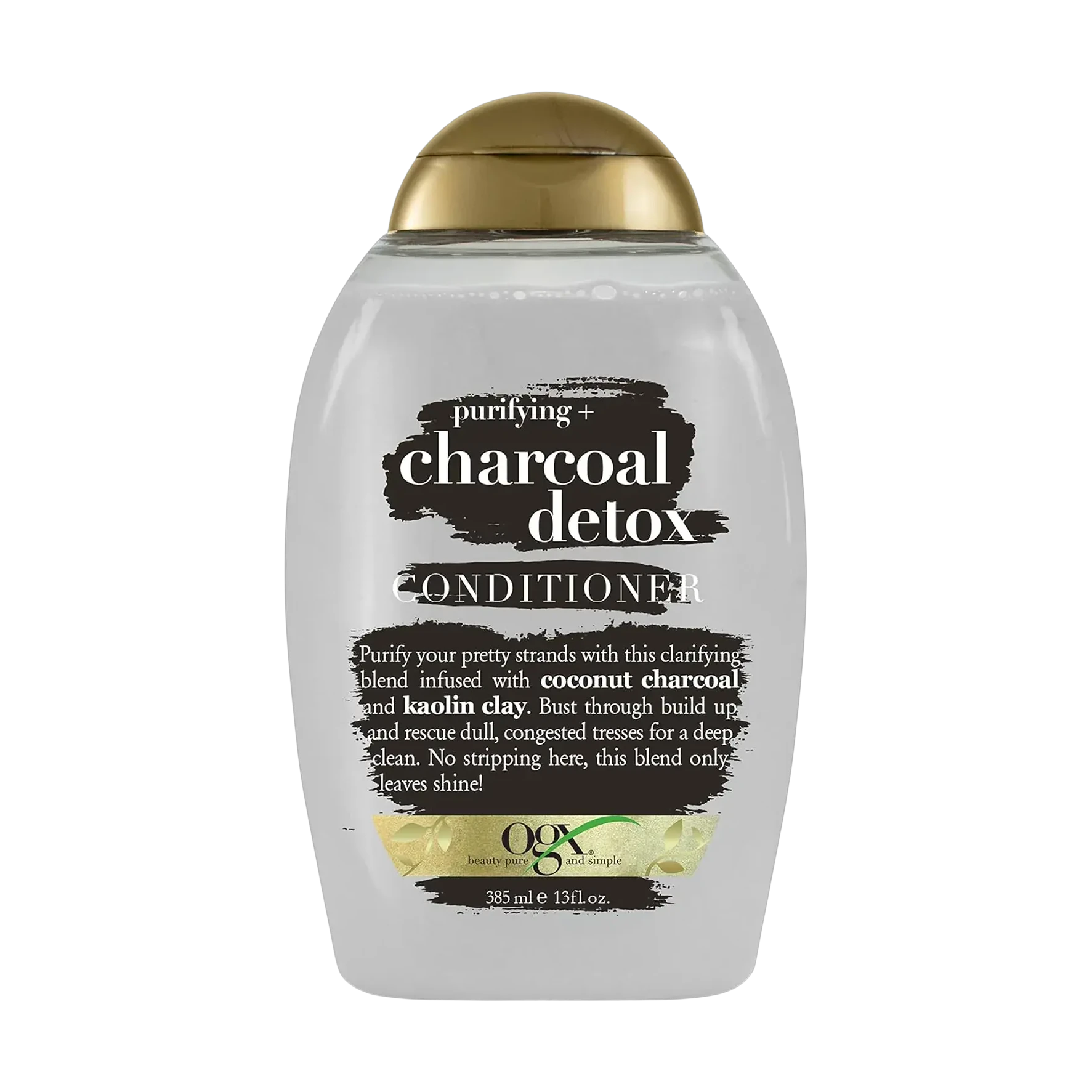 OGX Charcoal Detox Conditioner purifies the scalp and leaves hair soft and refreshed