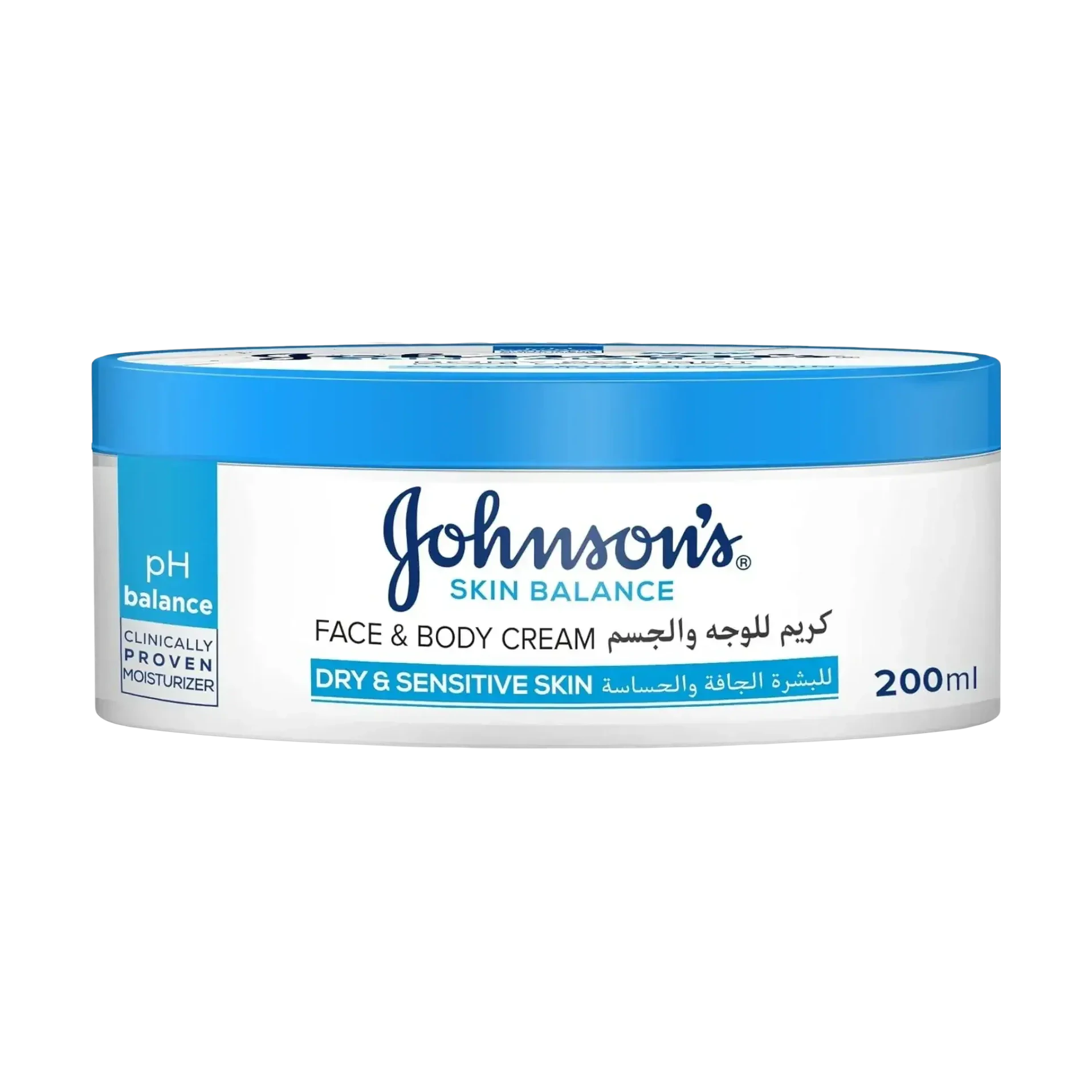 Johnson's Skin Balance Face and Body Cream balances skin pH for dry sensitive skin 200ml