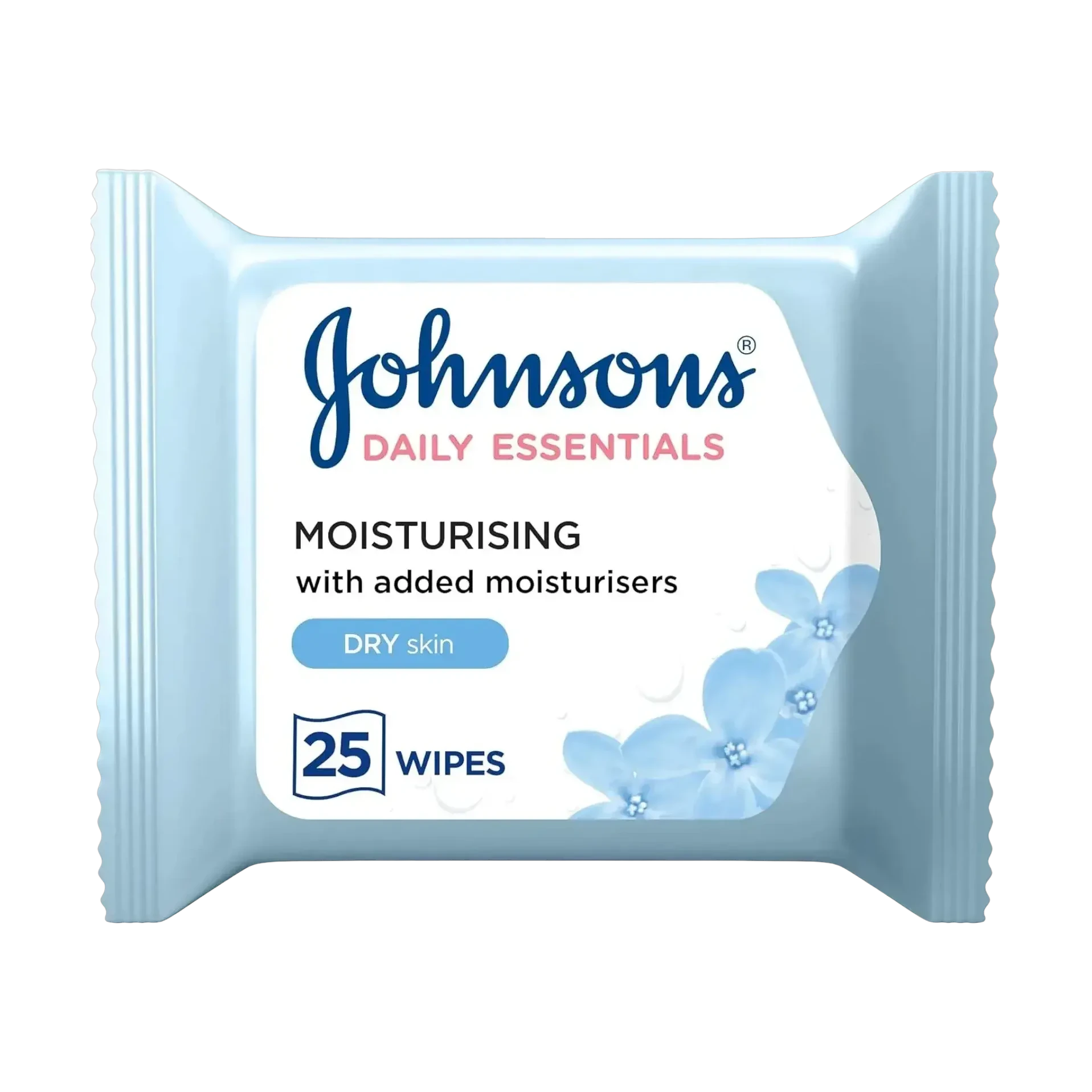 Johnson's Daily Essentials Moisturising Face Wipes gently cleanse dry skin in 25 wipes