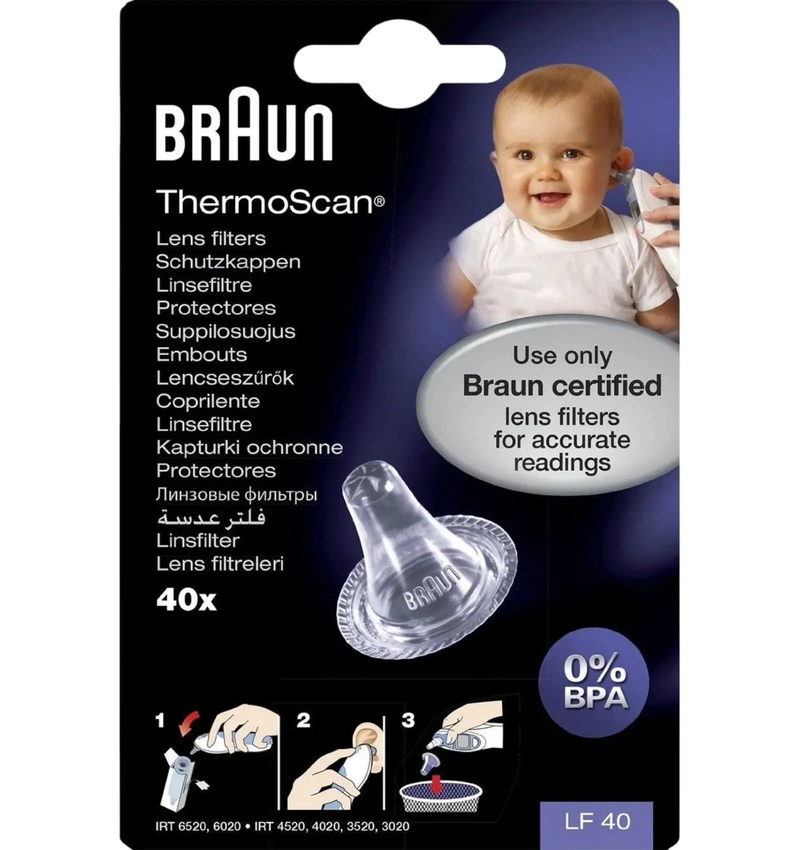 Braun Thermoscan hygienic lens filter covers for ear thermometers pack of 40