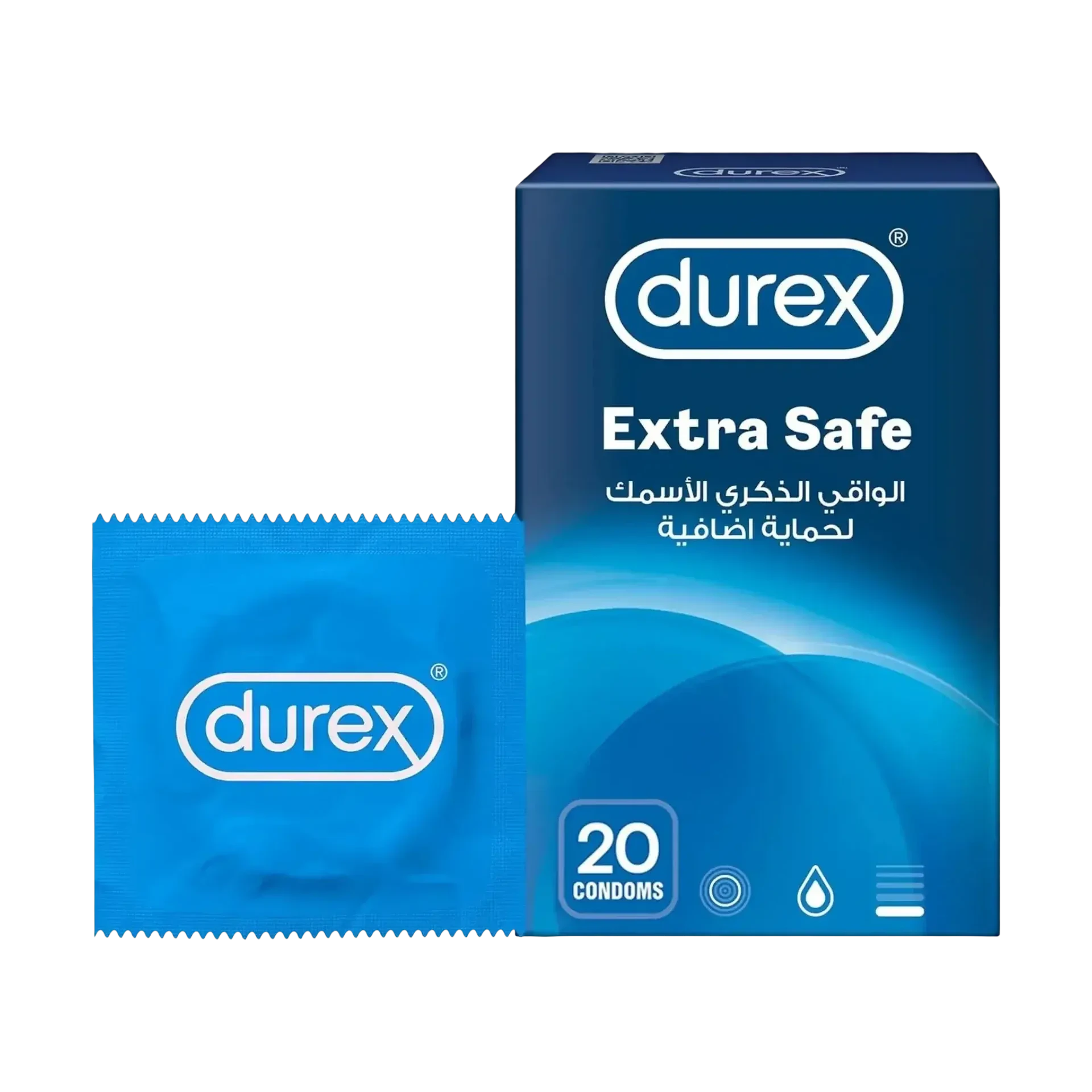 واقيات ديوركس اكسترا سيف الذكرية باللاتكس السميك ومزلق اضافي 20 قطعة