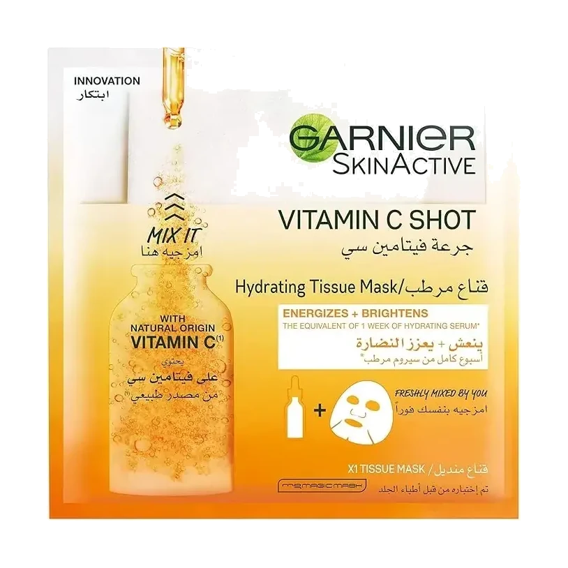 Garnier Skin Active Vitamin C Shot Tissue Mask brightens skin instantly