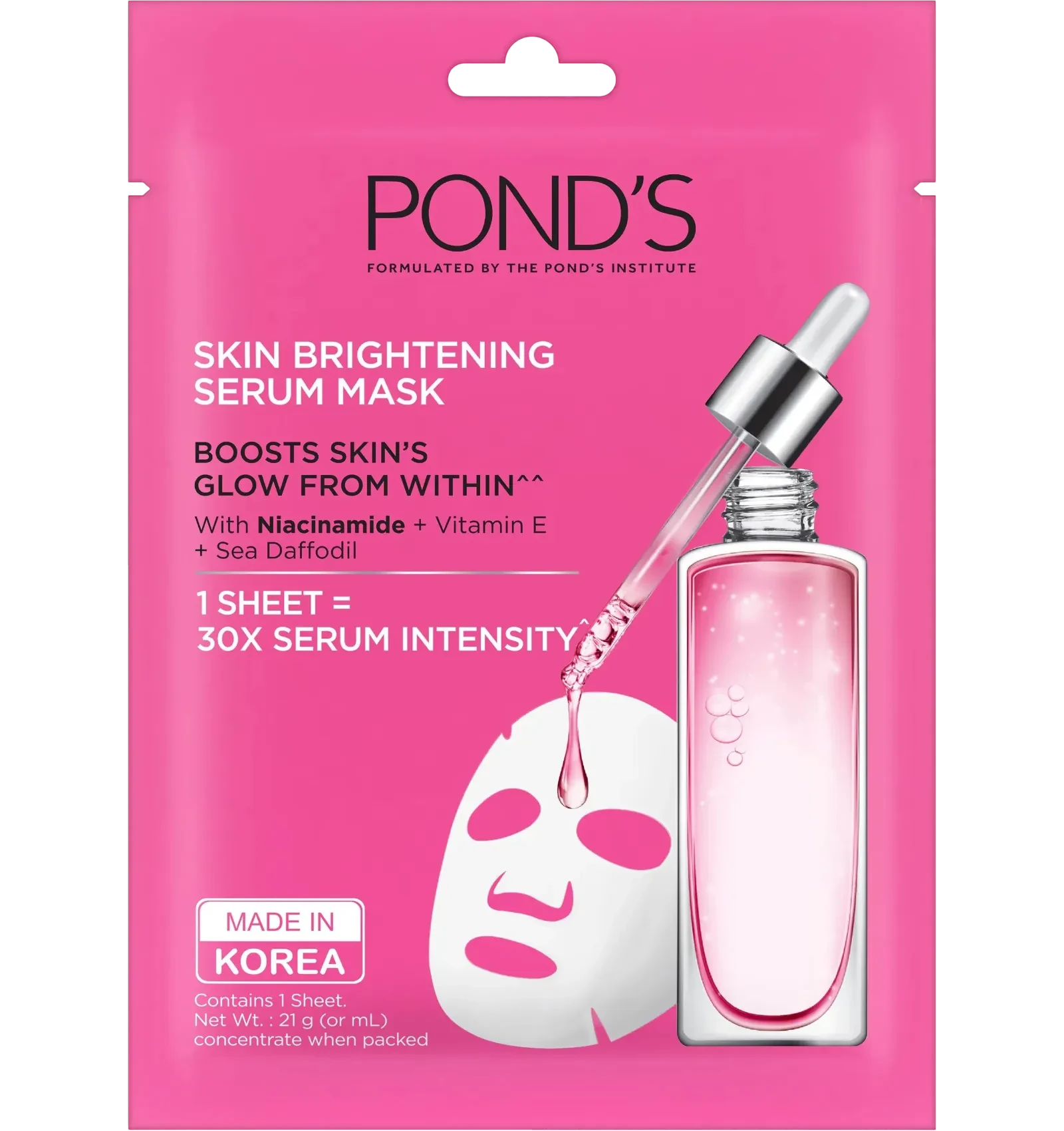 Pond's Skin Brightening Serum Mask with niacinamide and vitamin E 21g