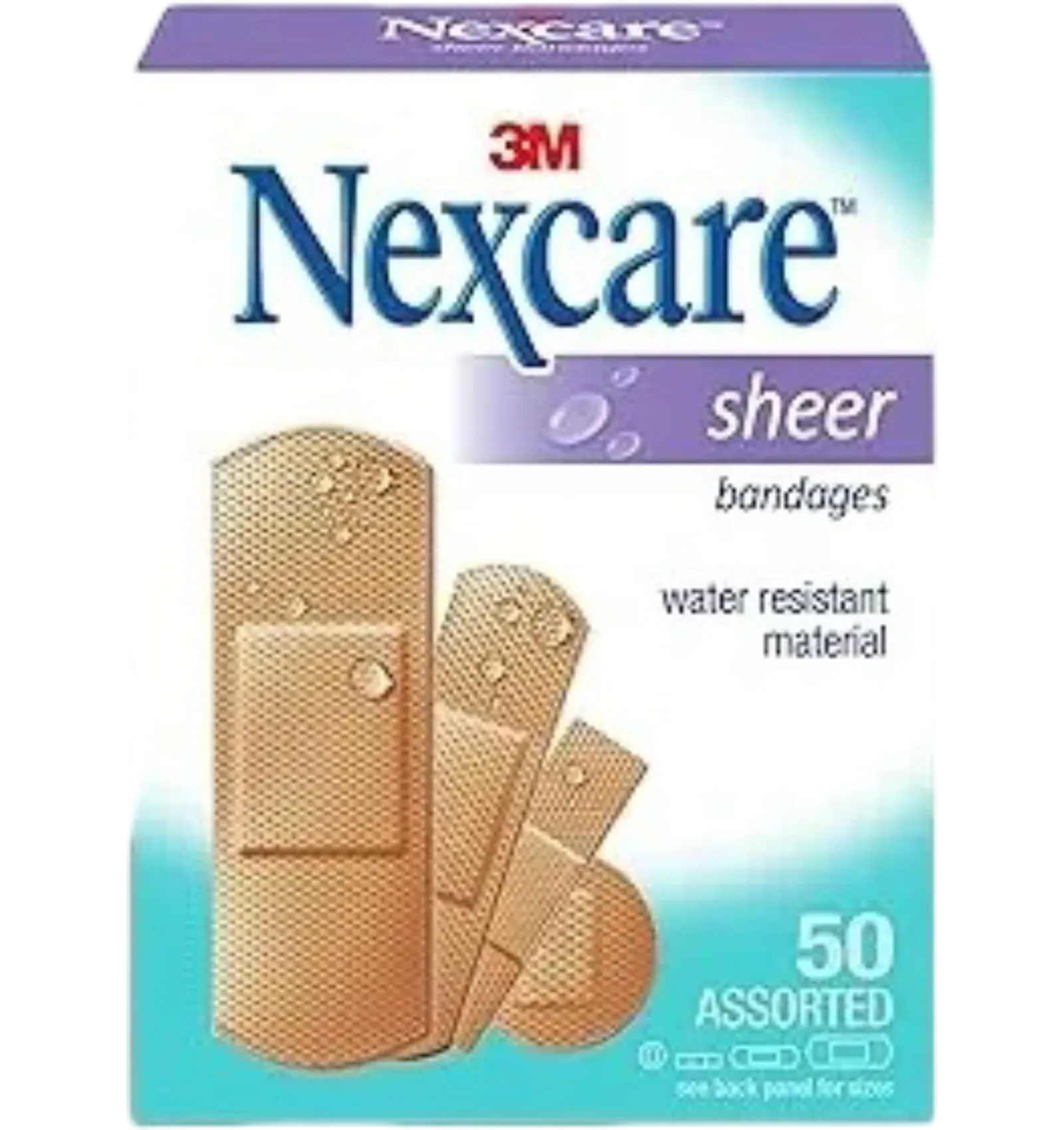 Nexcare Sheer Bandages are water resistant for minor cuts 50 pieces