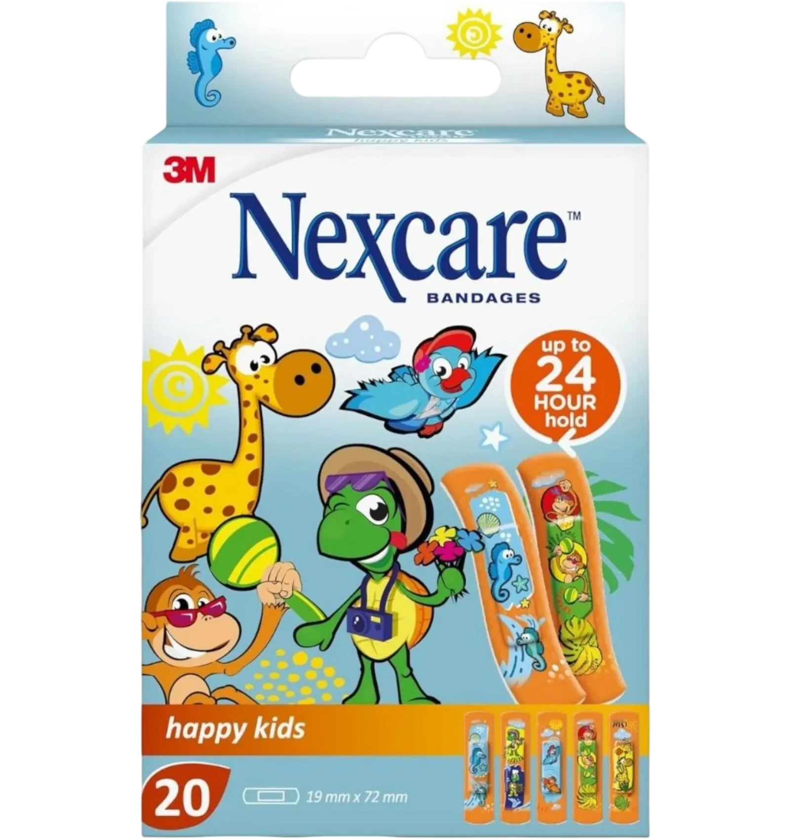 Nexcare Kids Bandages with playful designs and breathable soft fabric 20 pieces