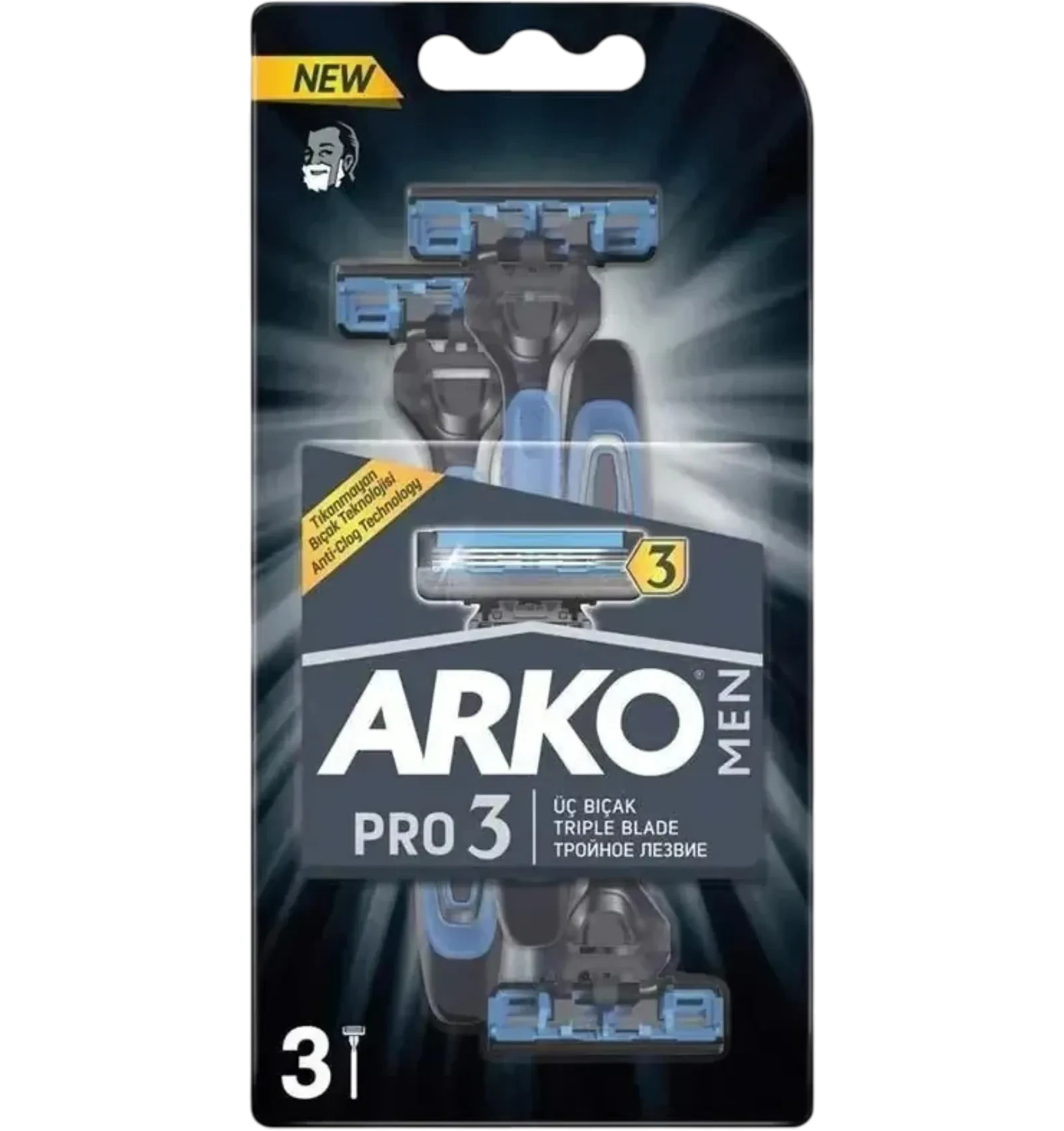 Arko Men Pro3 disposable razors with triple blades for a smooth shave
