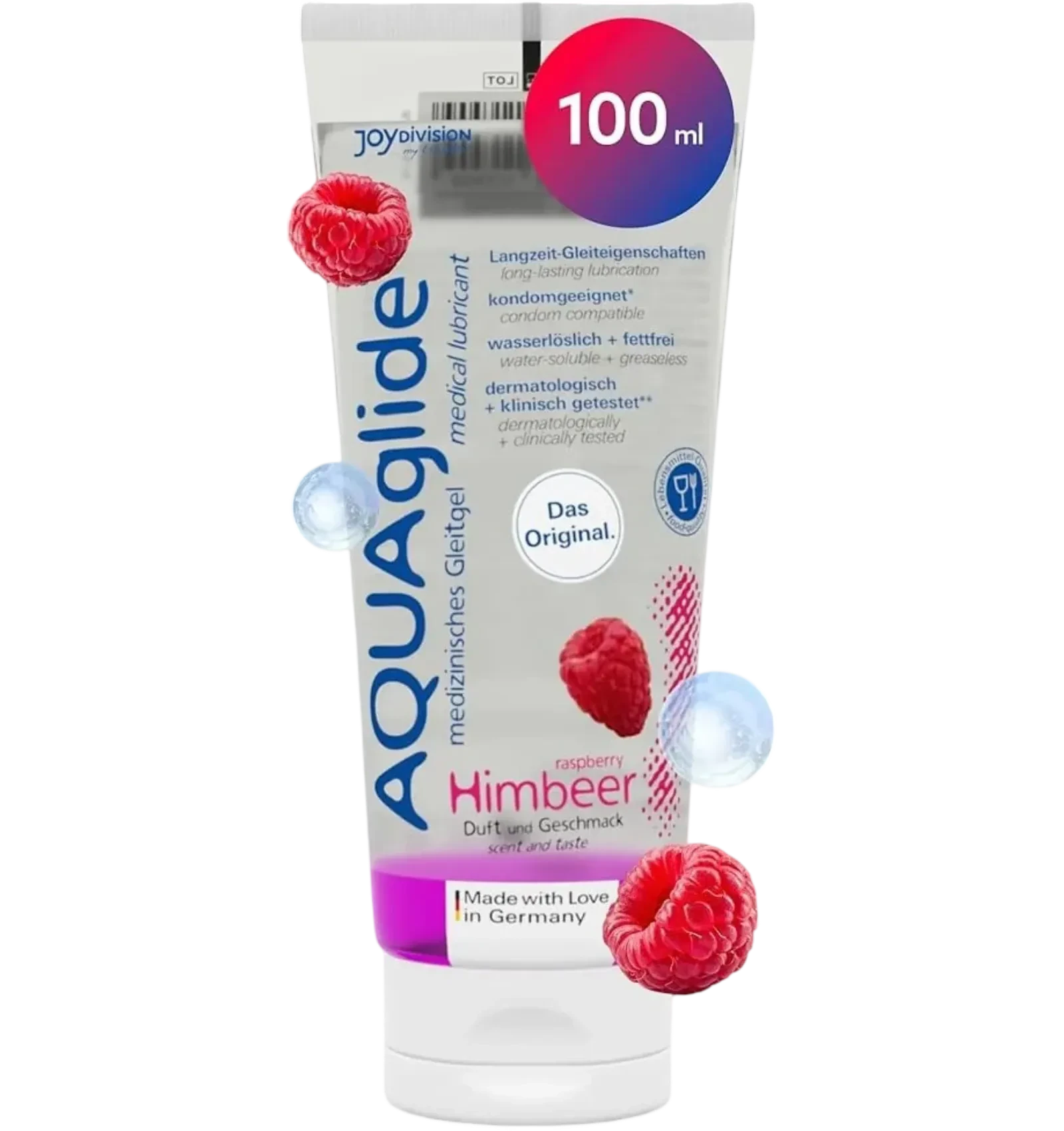 Aquaglide water-based raspberry lubricant compatible with condoms 100ml
