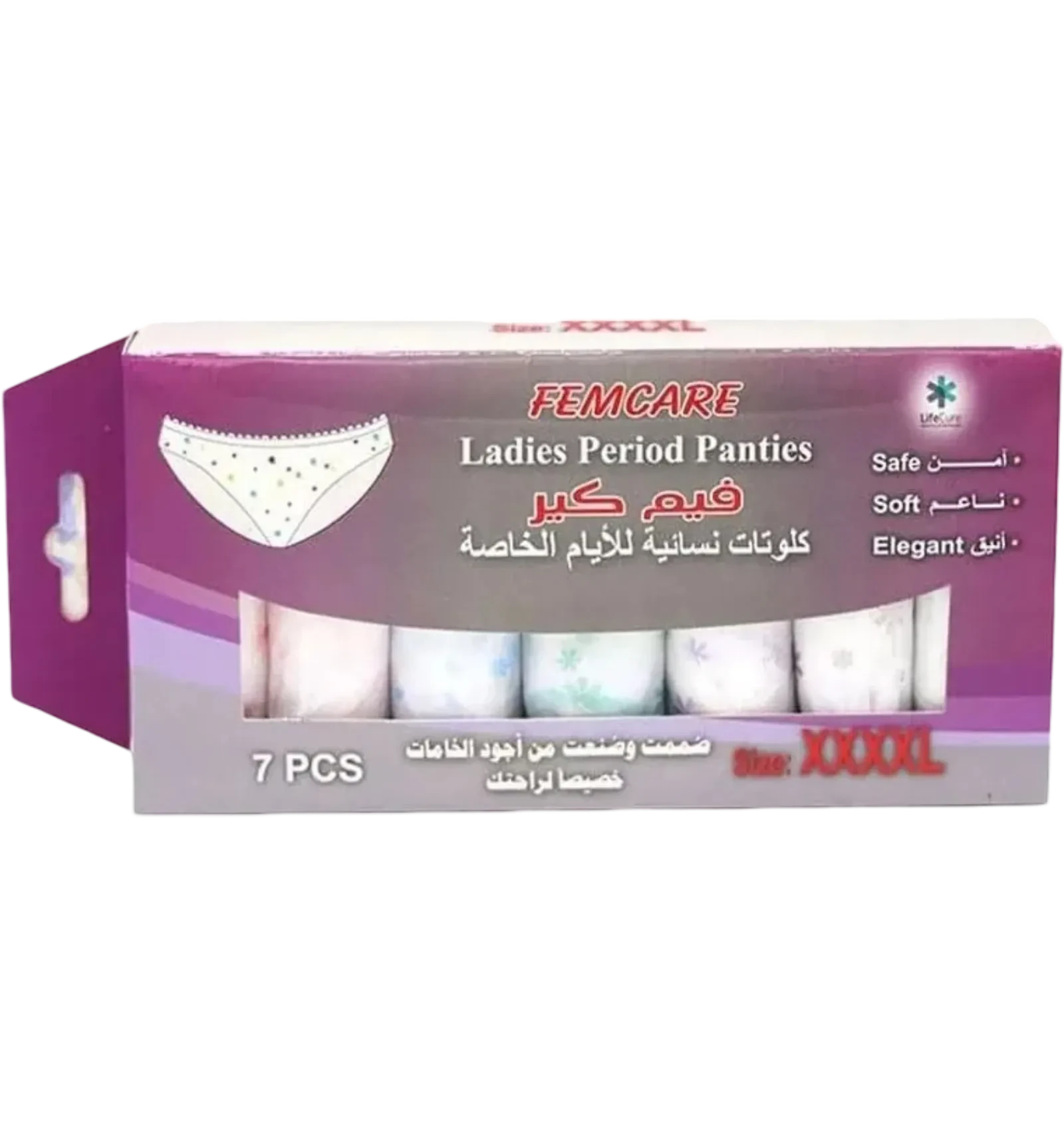 كلوتات فيم كير النسائية لفترة الدورة الشهرية مقاس 4 اكس لارج 7 قطع